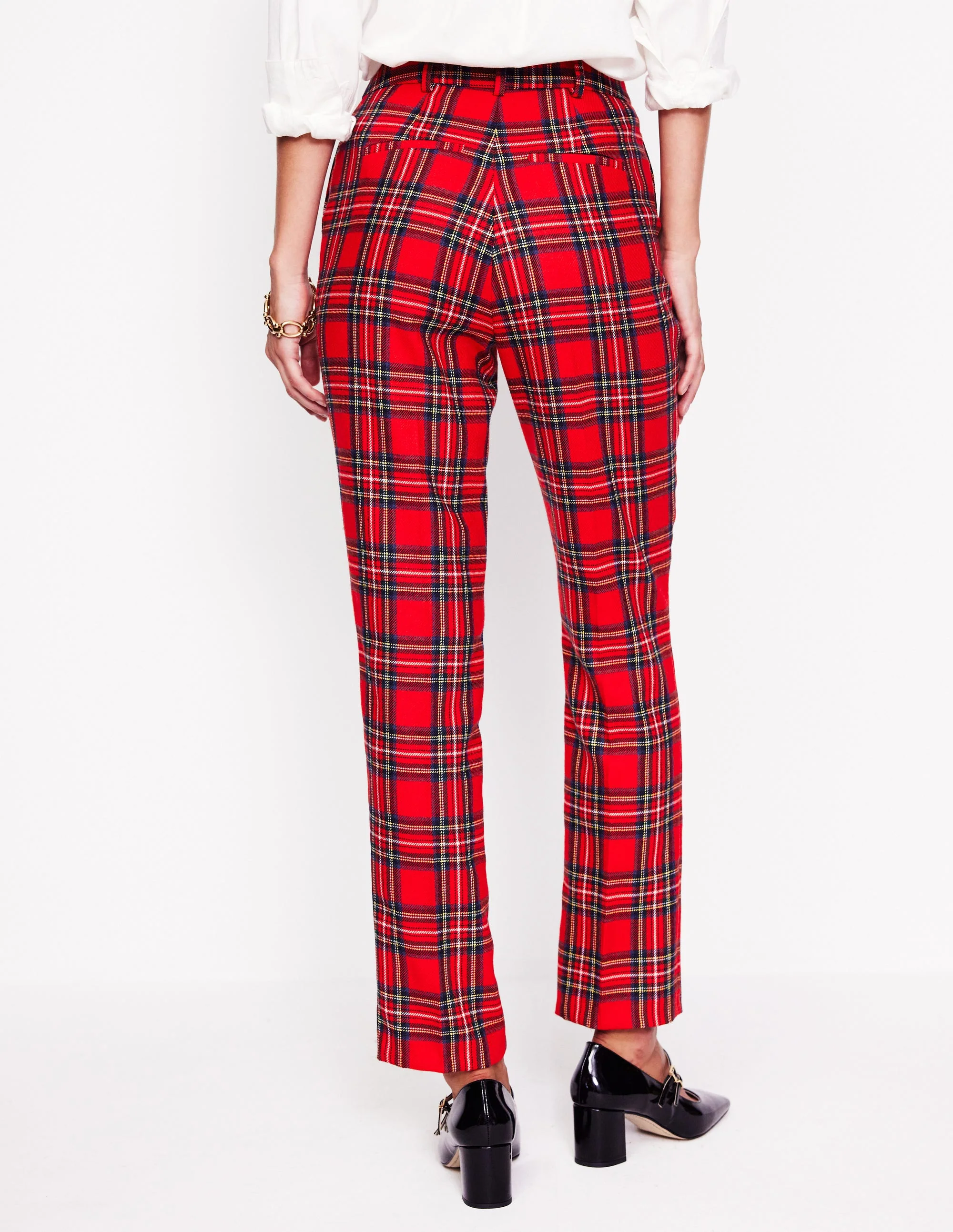 Kew Wool Blend Trousers-Red and Blue Check - Image 3