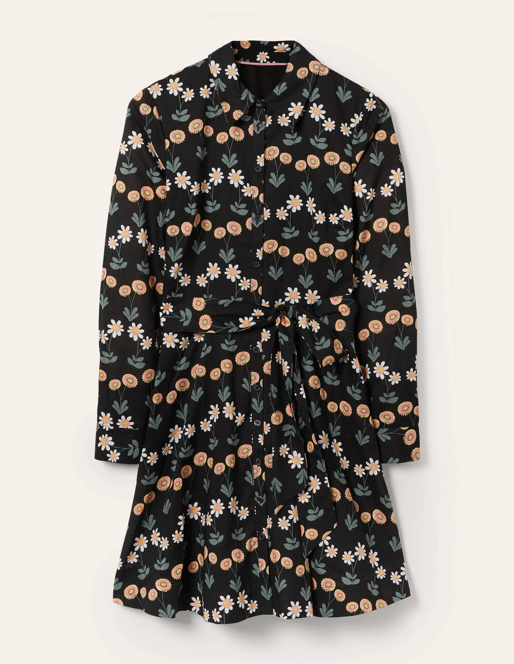 Kitty Shirt Dress-Black, Delicate Daisy - Image 5