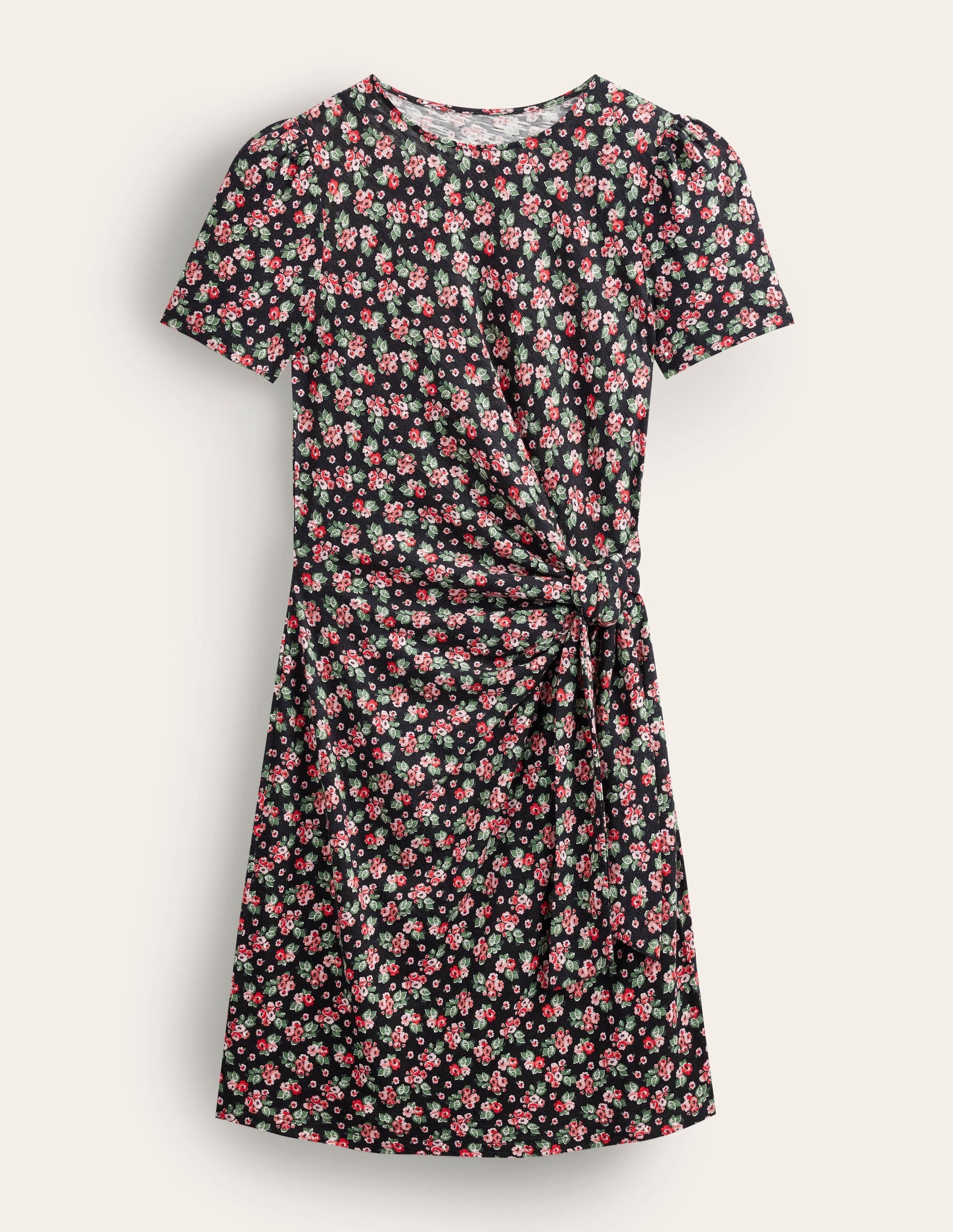Knot Front Jersey Dress-Black, Diamond Rose - Image 5