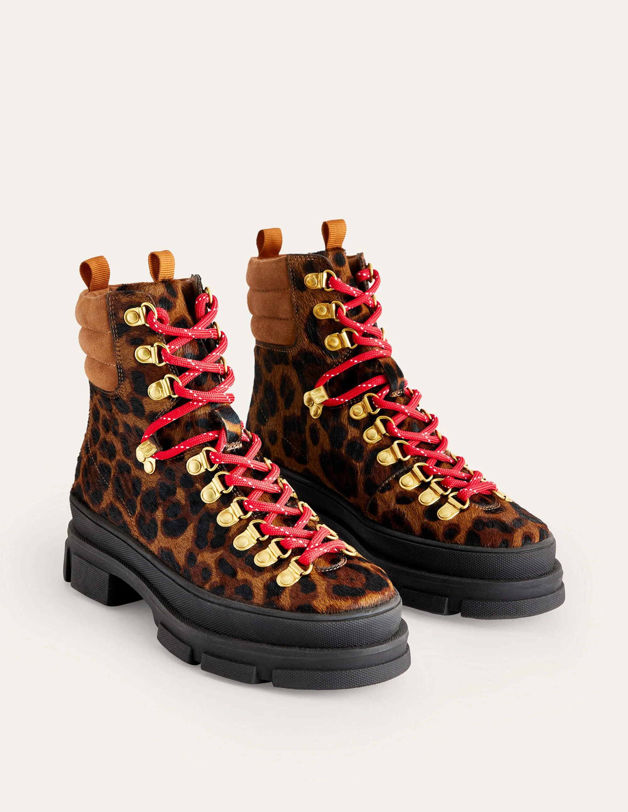 Lace up Hiker Boots-Leopard Pony - Image 3