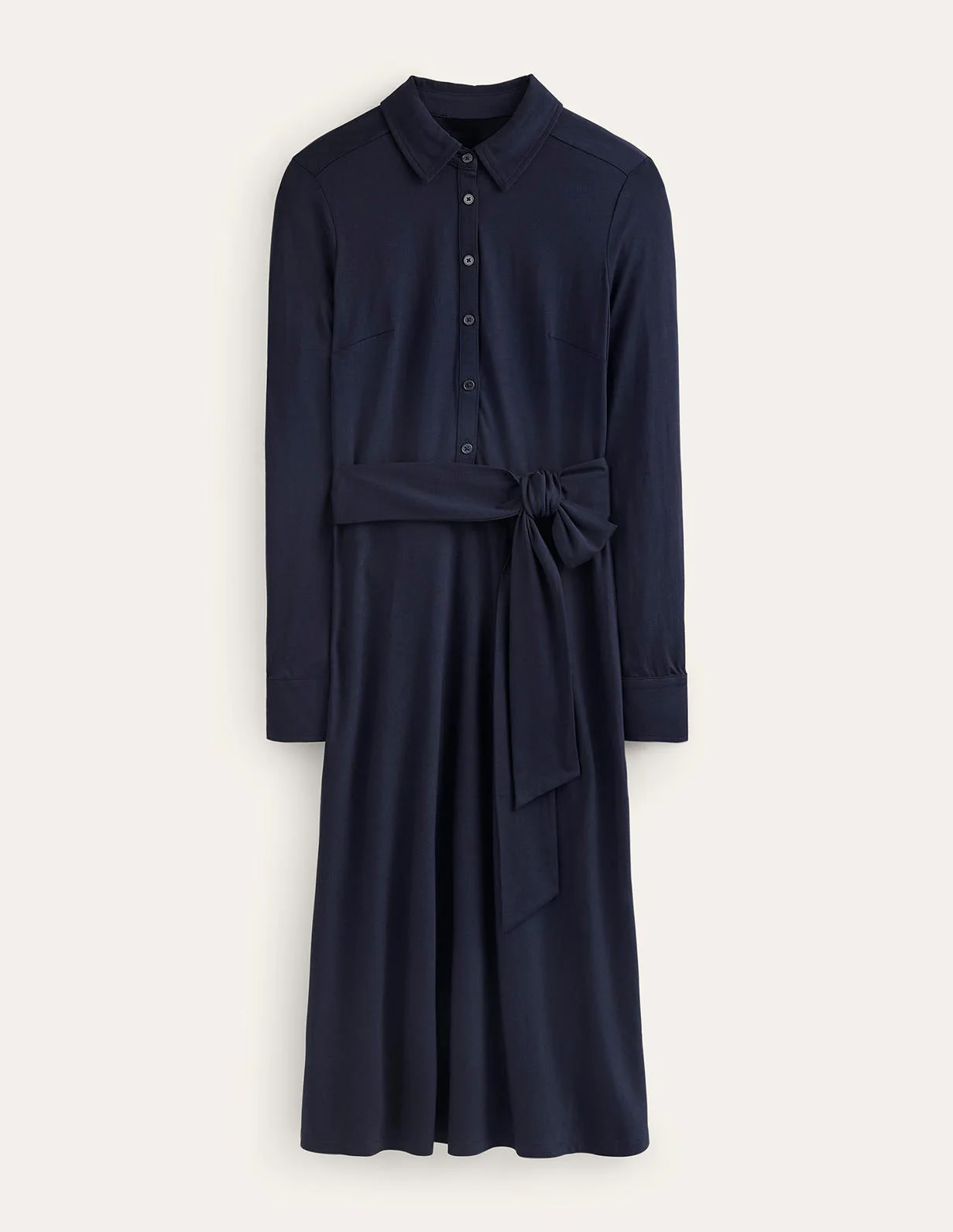 Laura Jersey Midi Shirt Dress-Navy - Image 5
