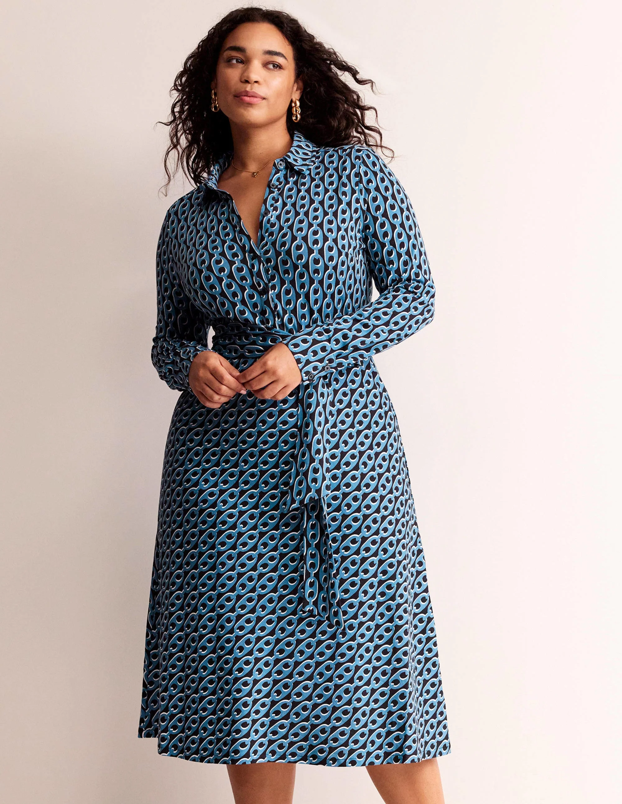 Laura Jersey Midi Shress-Azure, Geo Chain - Image 5