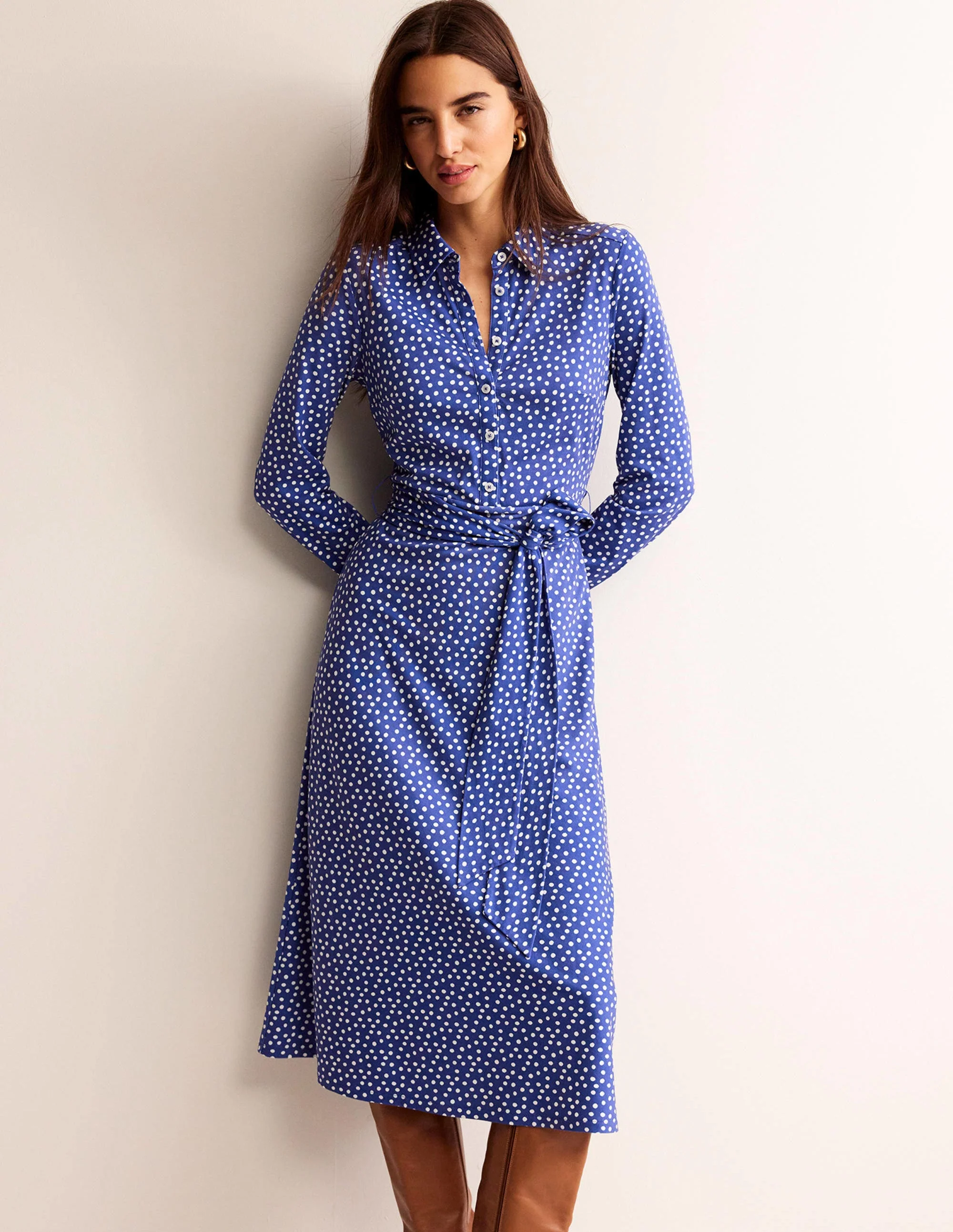 Laura Jersey Midi Shress-Surf The Web, Abstract Dot - Image 4
