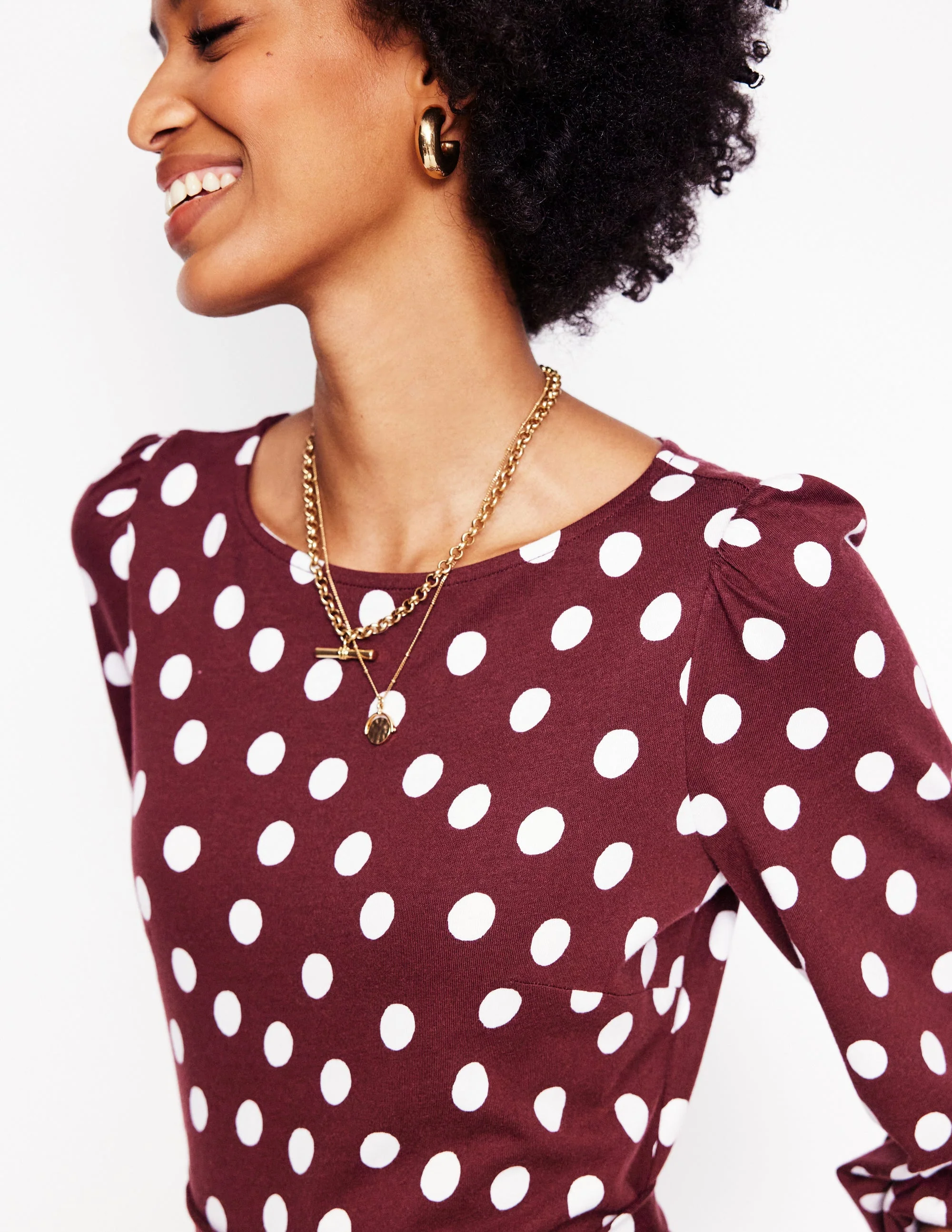 Leandra Jersey Midi Dress-Chestnut, Abstract Dot - Image 3