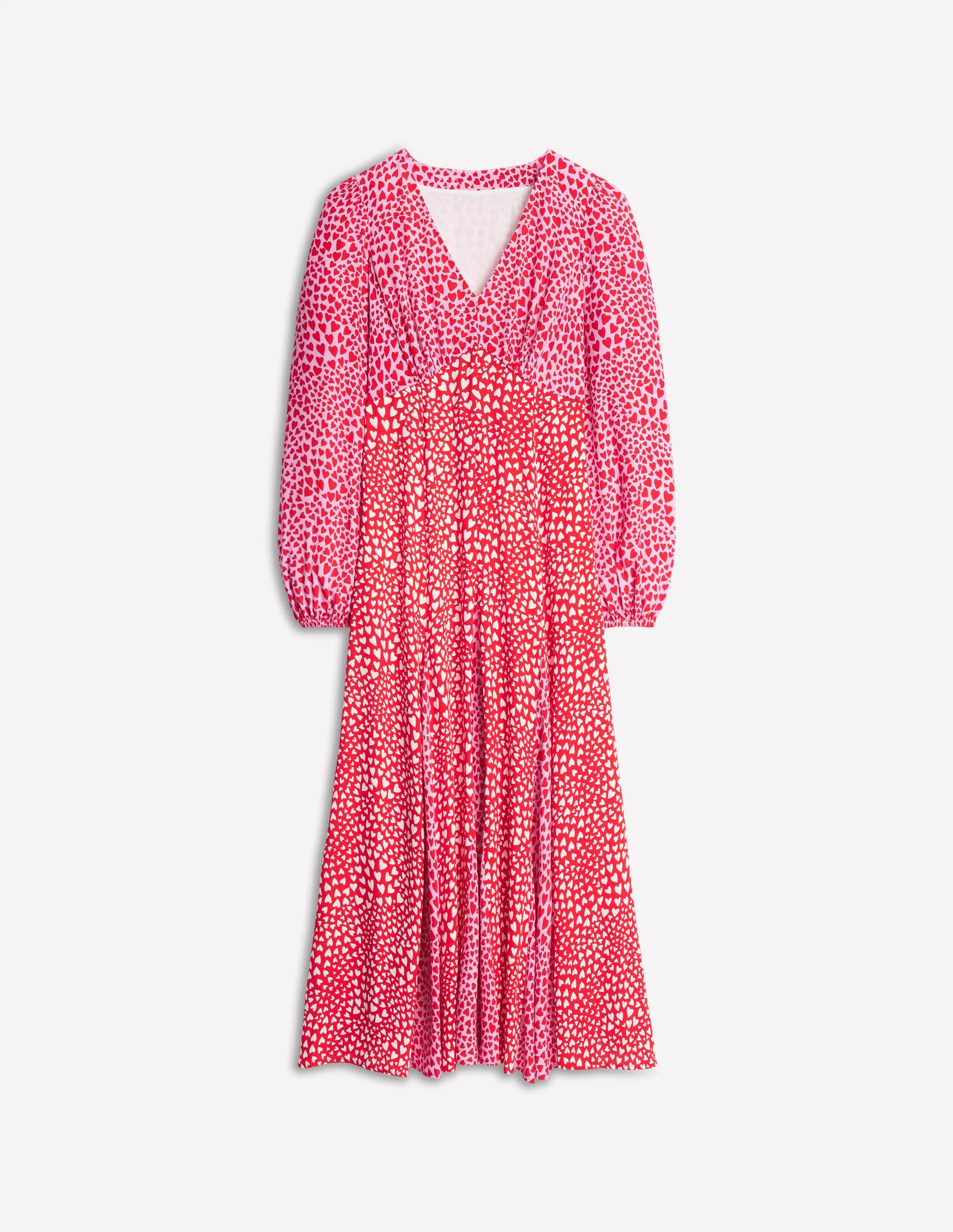 Lisa Long Sleeve Tea Dress-Pink, Heart Cluster - Image 5