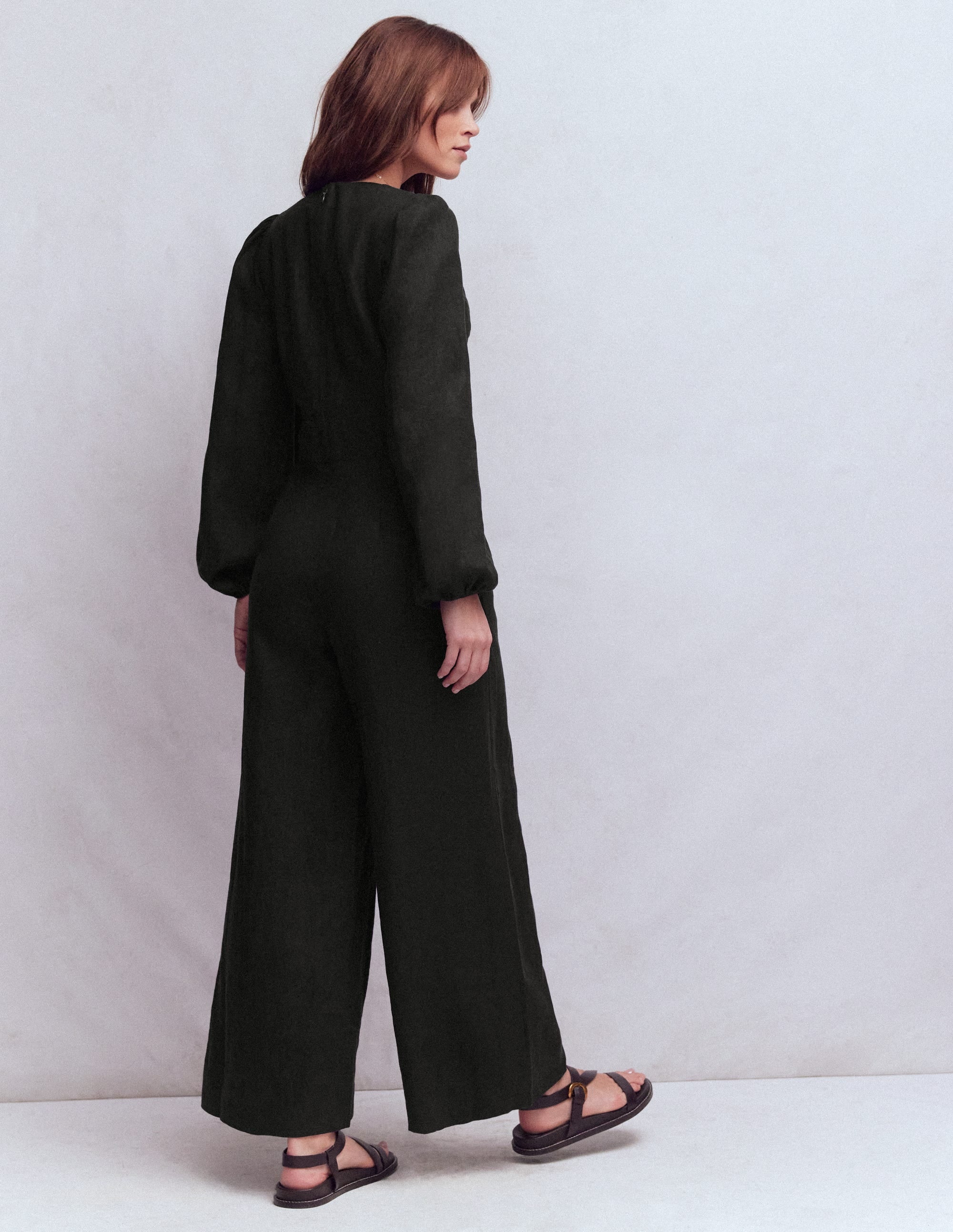 Lola Linen Jumpsuit-Black - Image 3