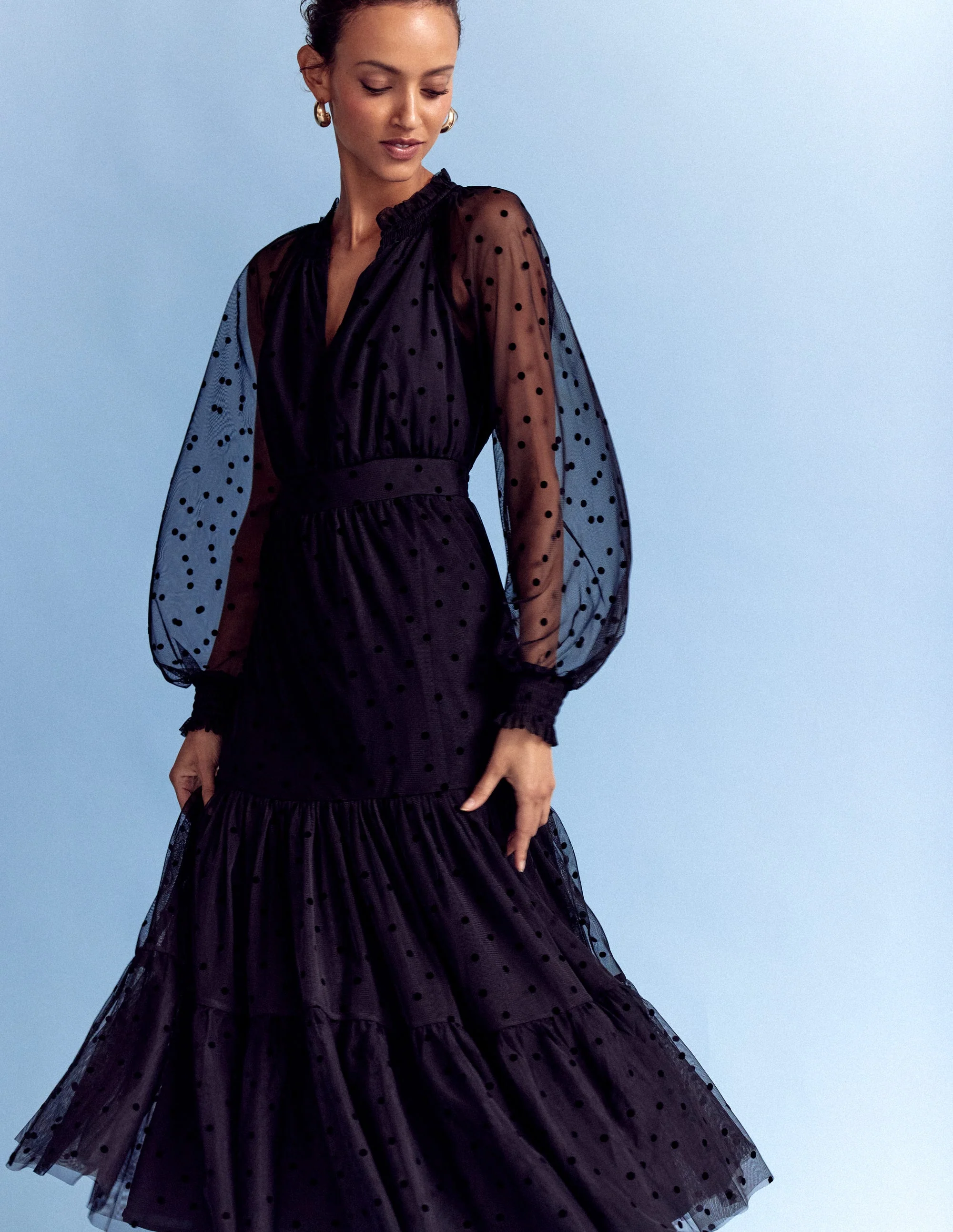 Lucille Tulle Midi Dress-Black - Image 6