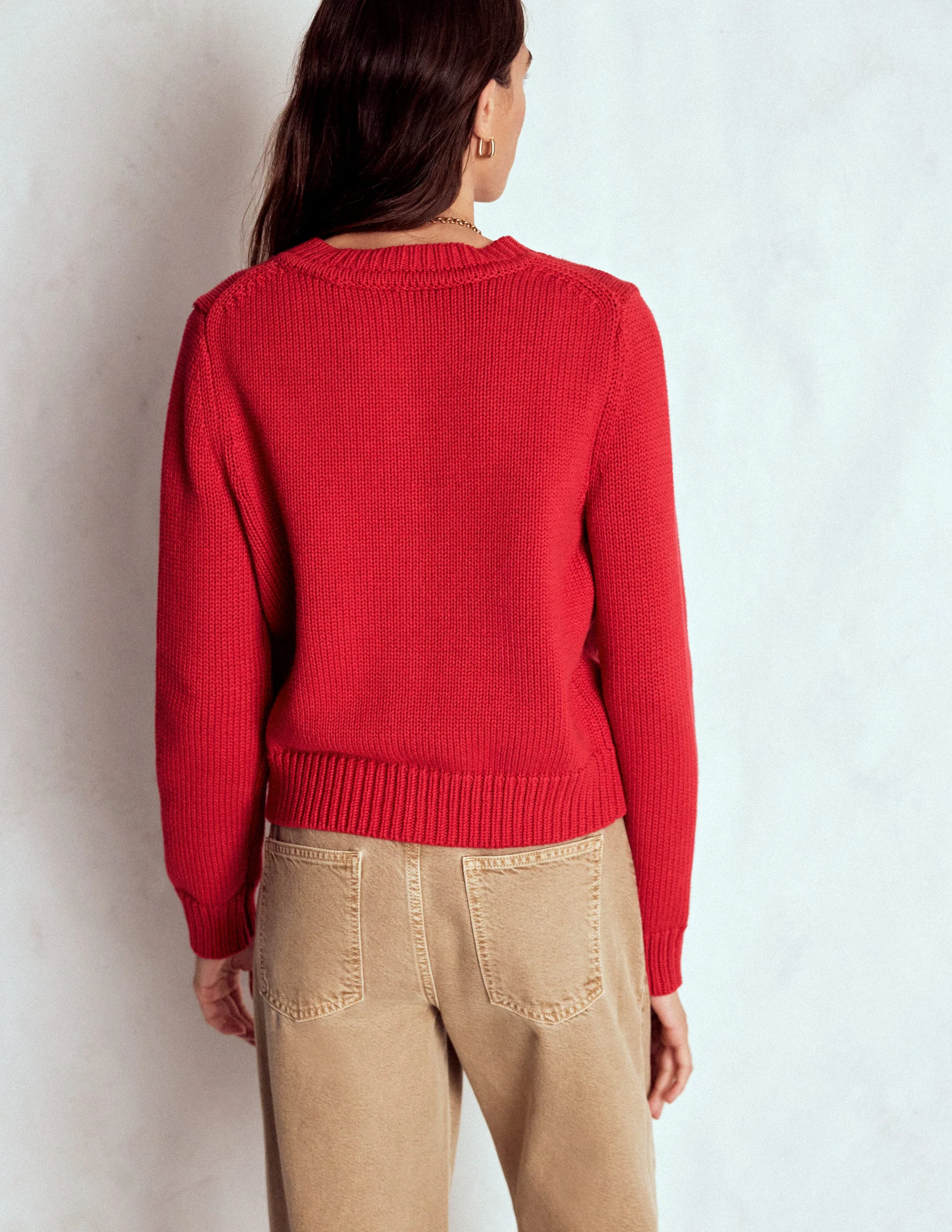 Lucy Chunky Cotton Cardigan-Merida Red - Image 3