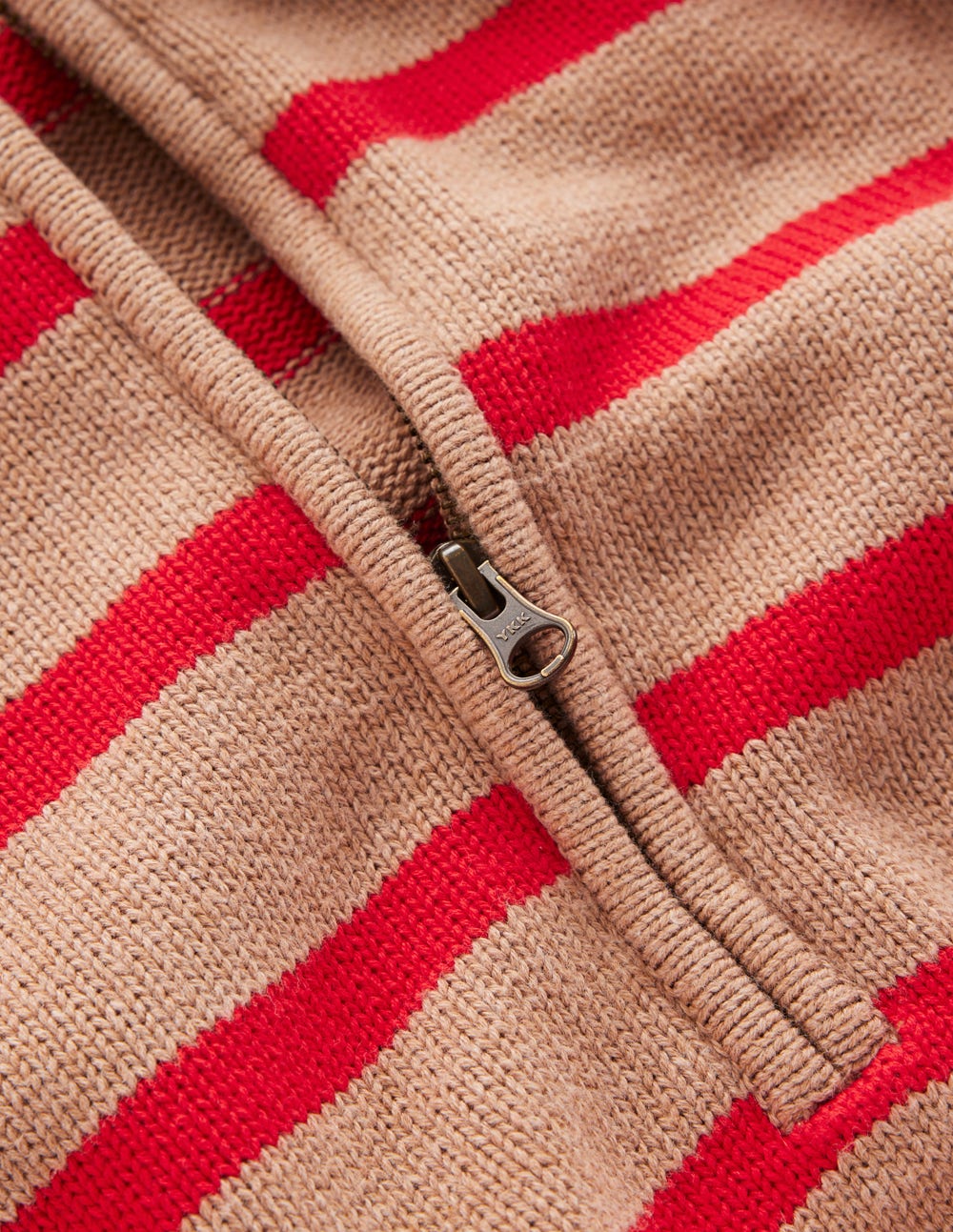 Lucy Half-zip Jumper-Camel Melange, Red Stripe - Image 6