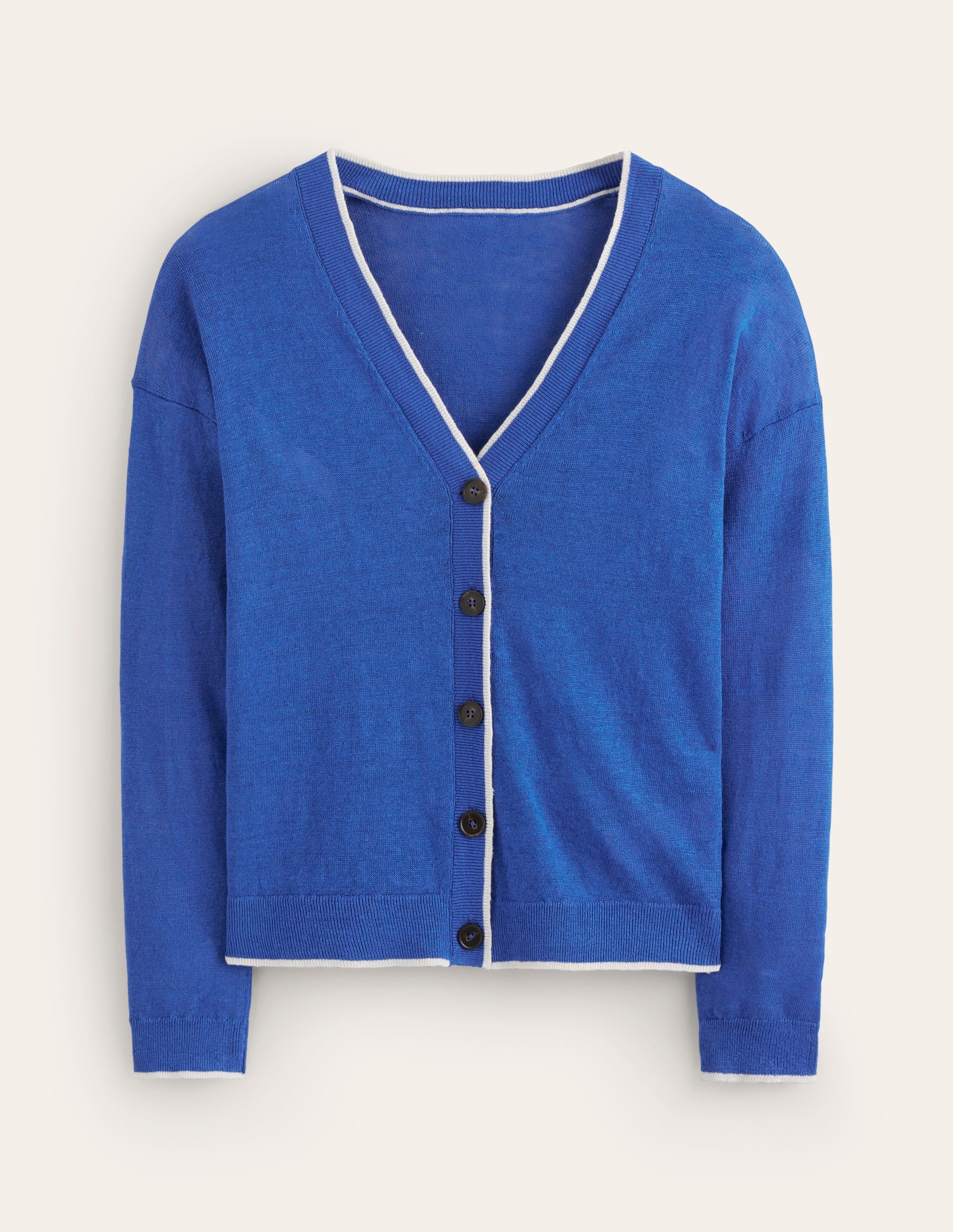 Maggie V-Neck Linen Cardigan-Mariner Blue - Image 8