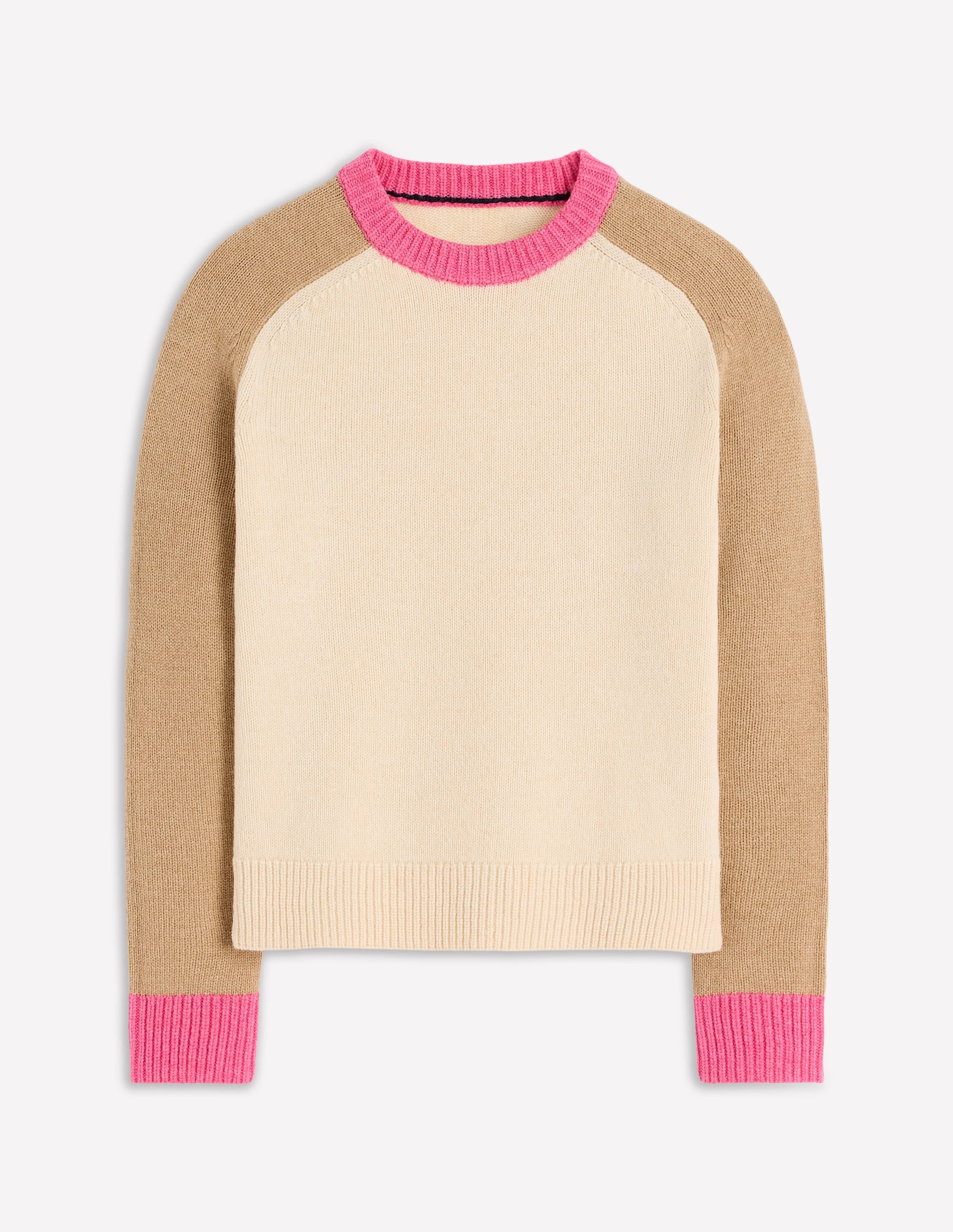 Marion Merino Jumper-Warm Ivory, Colourblock - Image 6