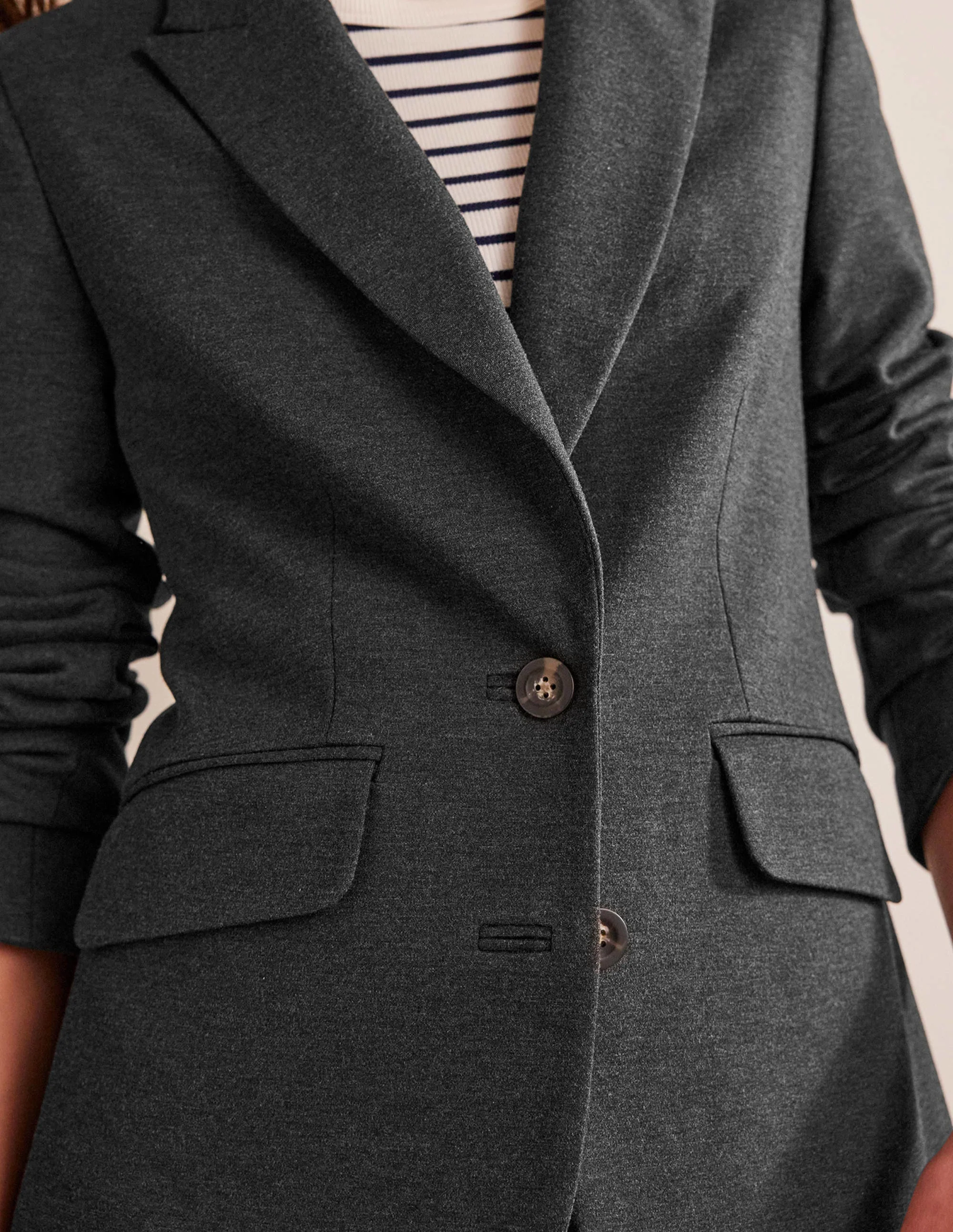 Marylebone Ponte Blazer-Charcoal Marl - Image 2