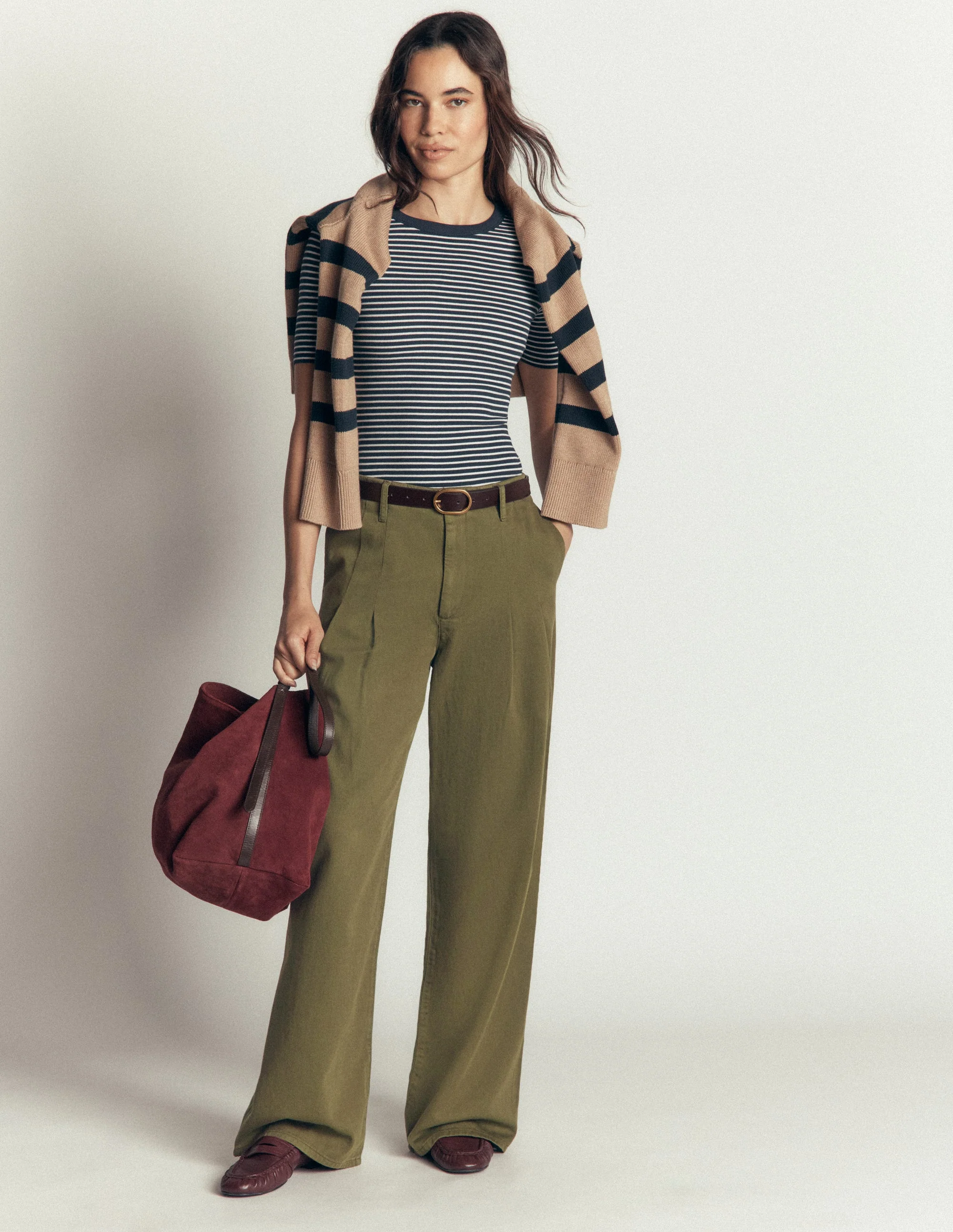 Mayfair Pleat Detail Trousers-Woodland Green