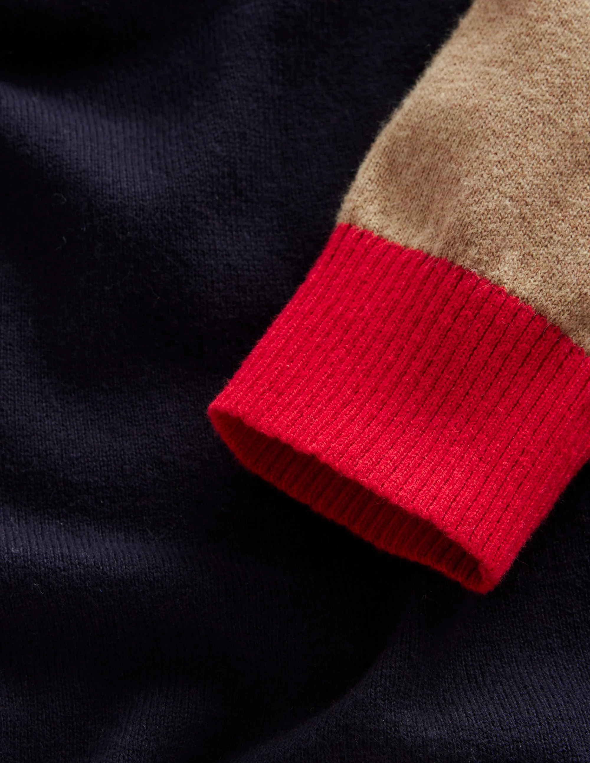Meg Raglan Sleeve Jumper-Navy, Camel Colourblock - Image 6