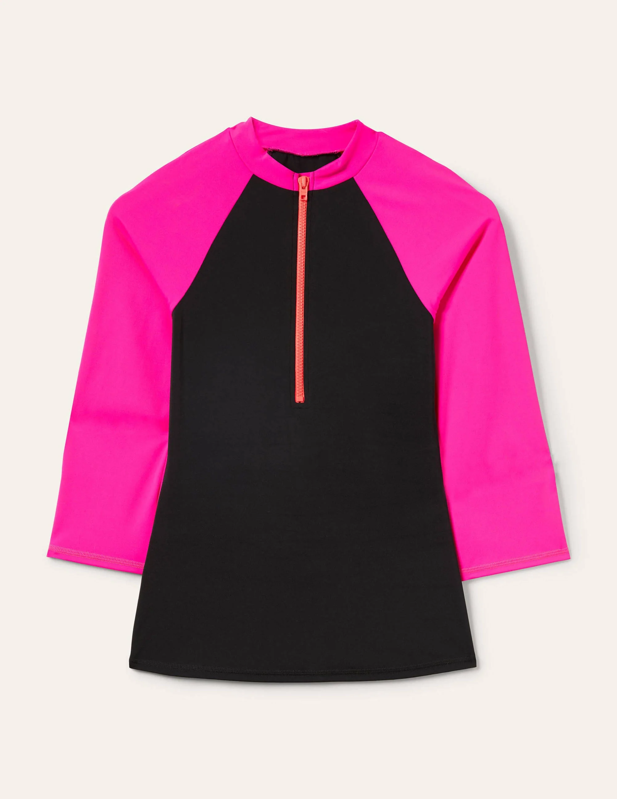 Mid Sleeve Rash Guard-Black, Shocking Pink - Image 6