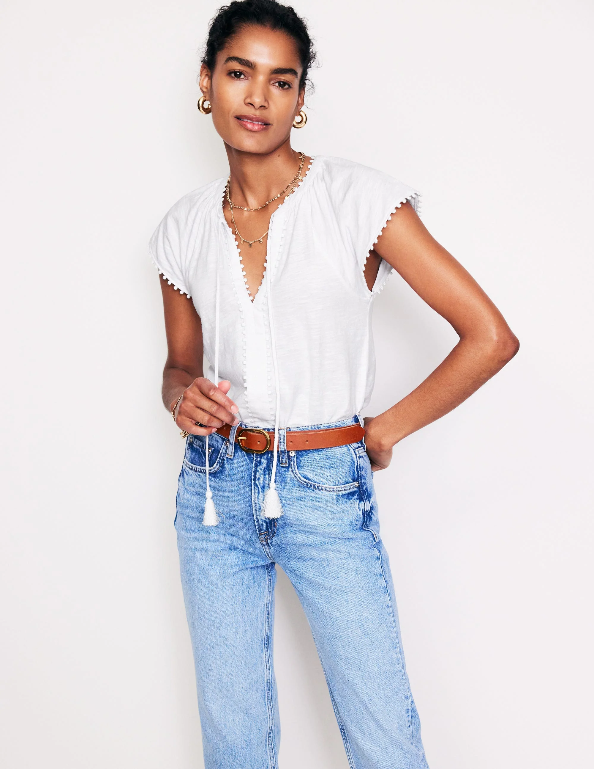 Millie Trim Detail Top-White - Image 4