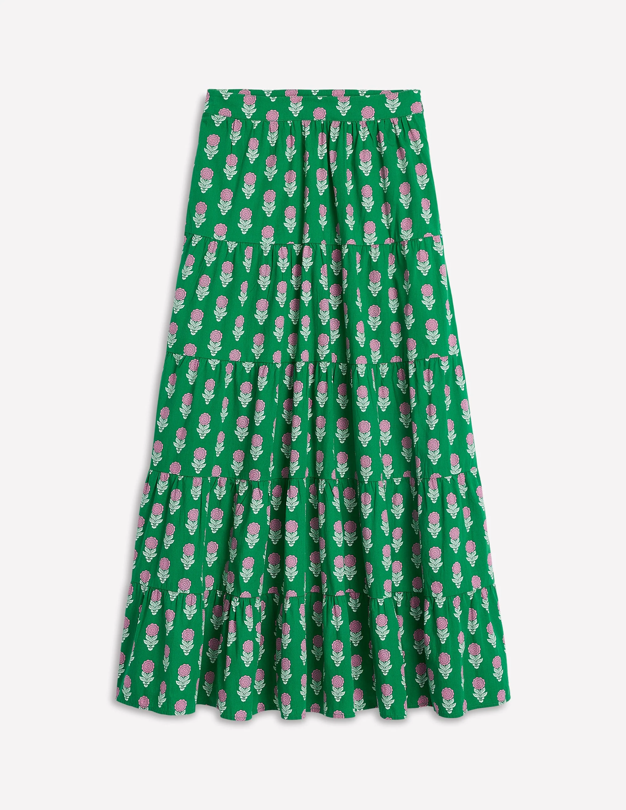 Nadia Poplin Maxi Skirt-Green Stamp, Dahlia Sprig - Image 5