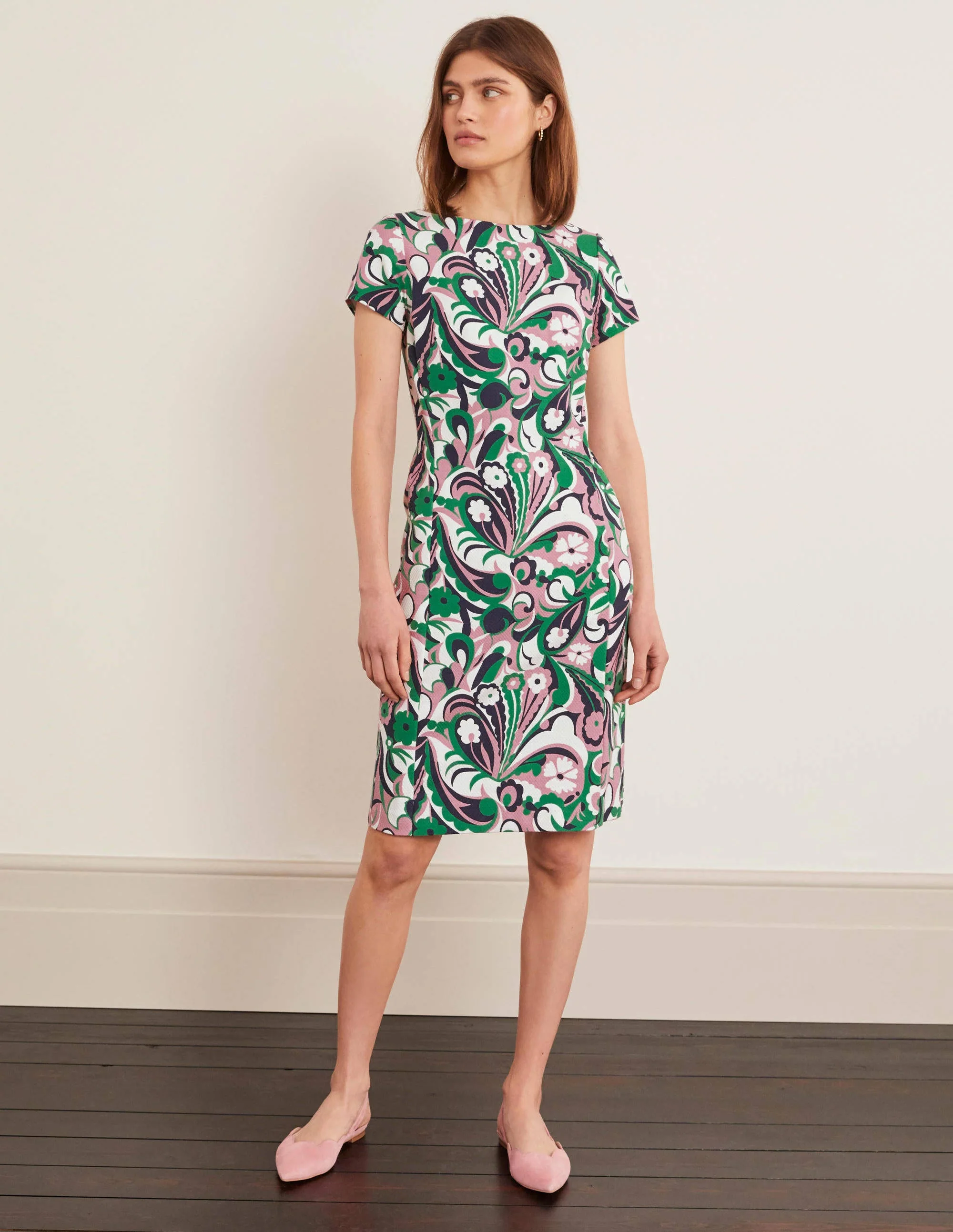 Nadia Textured Shift Dress-Formica Pink, Sunkissed Floral