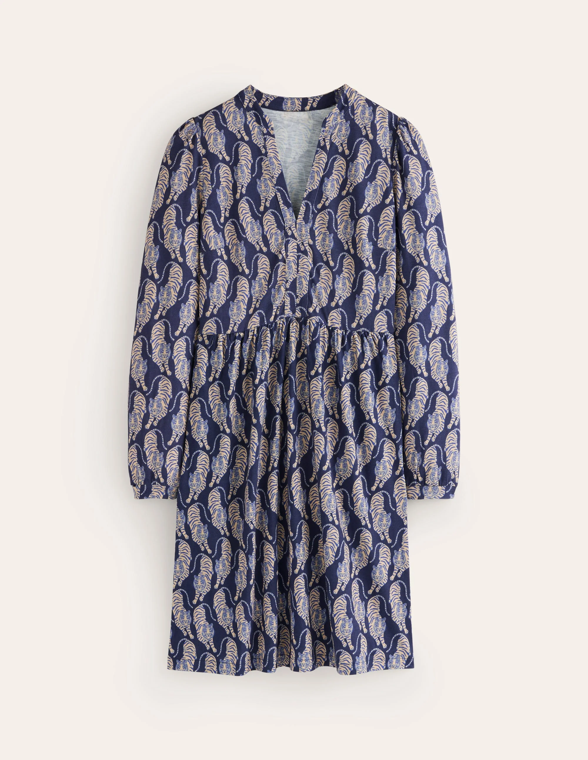 Naomi Relaxed Jersey Dress-French Navy, Tiger - Image 5