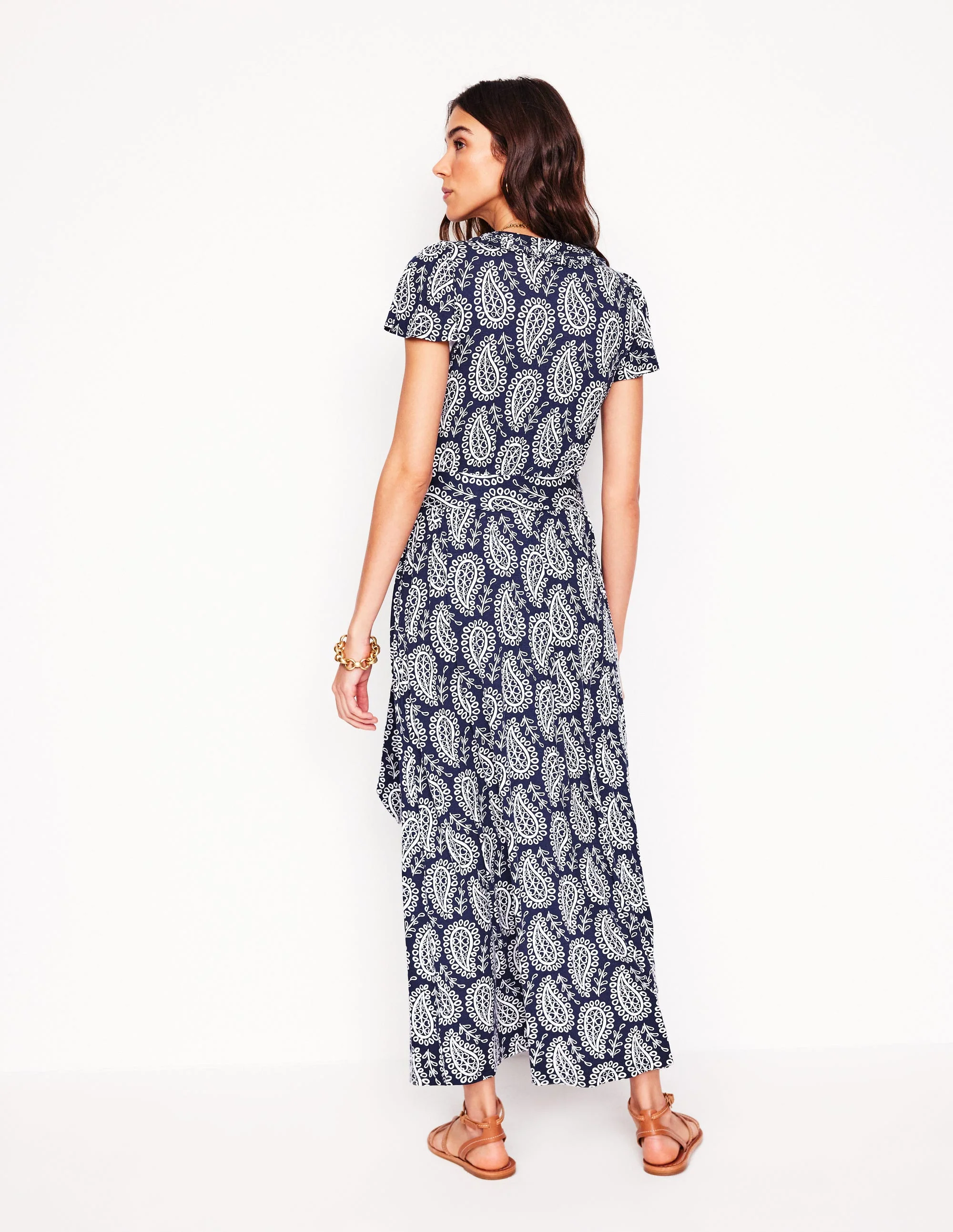 Nicola Jersey Tea Dress-French Navy,  Paisley Heart - Image 3