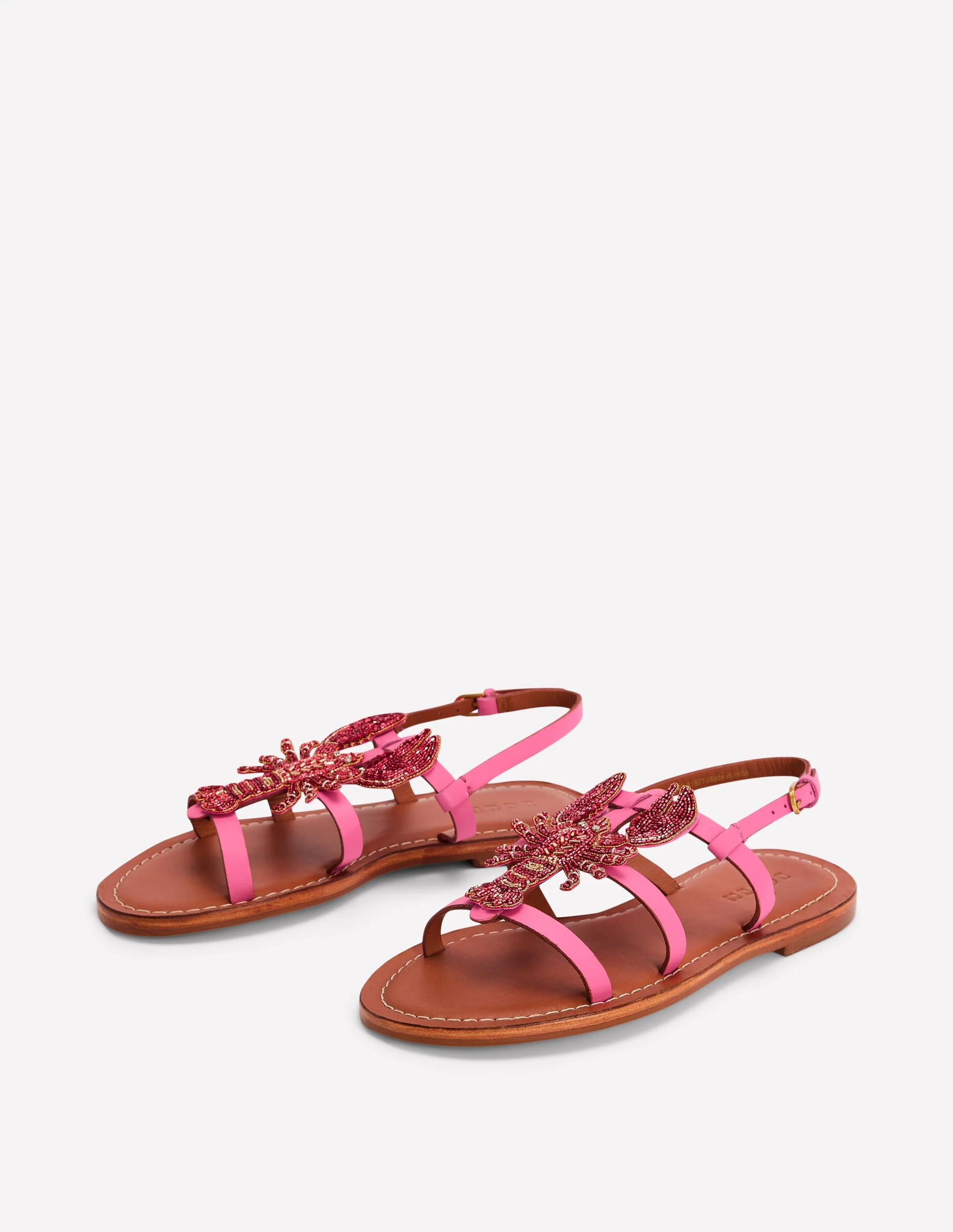 Novelty Beaded Flat Sandals-Lobster - Image 3