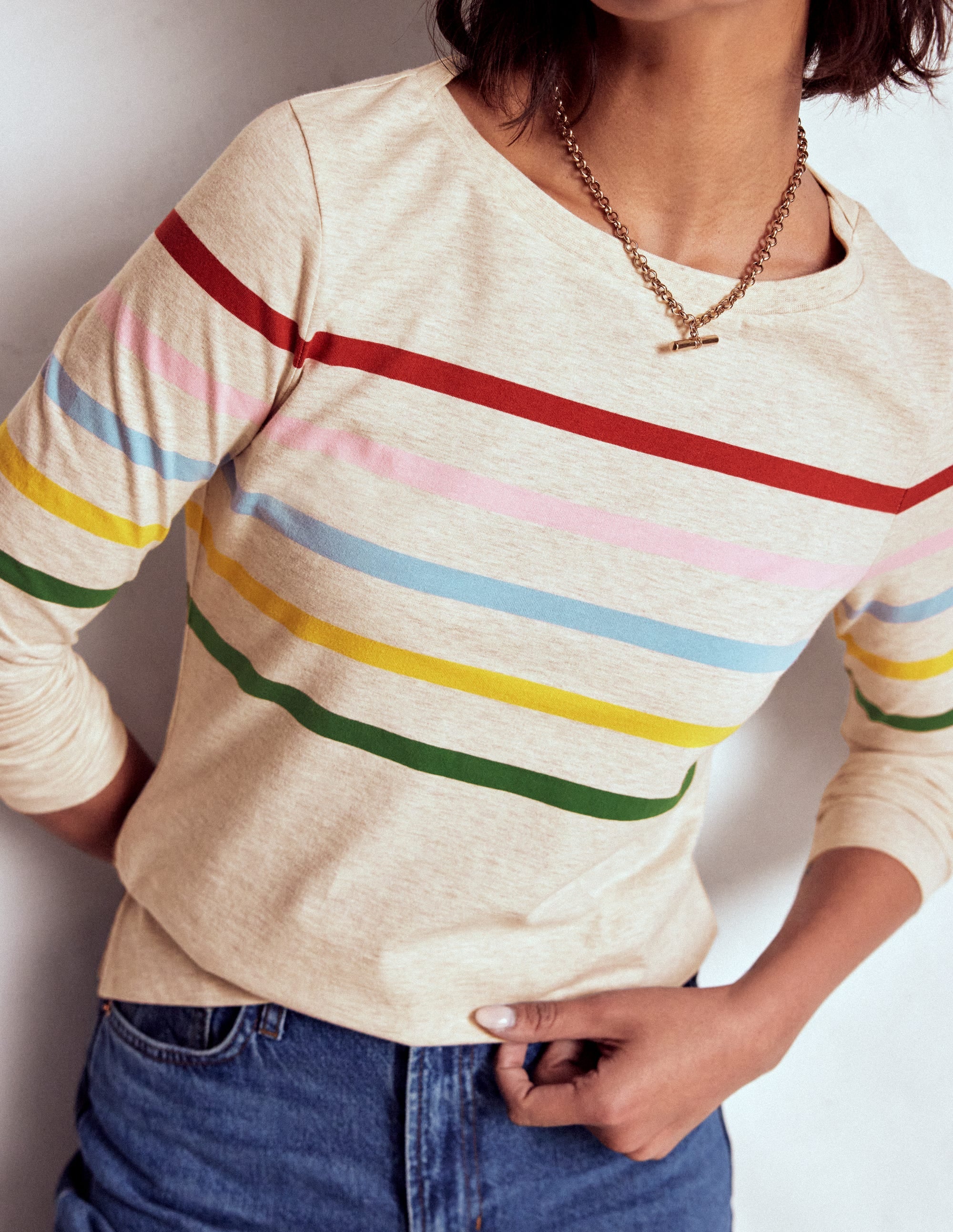 Olivia Long Sleeve Breton-Oatmeal Marl Placed Breton - Image 2