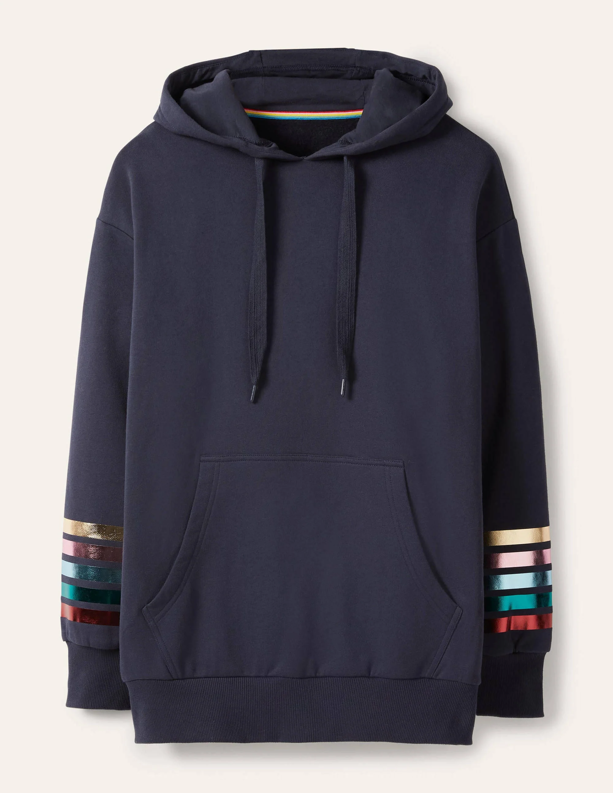 Oversized Hoodie-Navy Rainbow Foil Cuff - Image 7