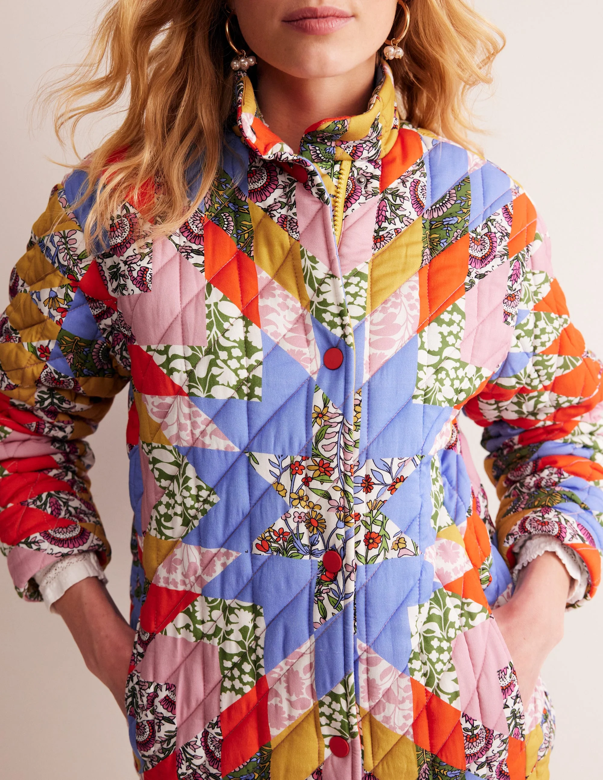 Oversized Quilted Jacket-Patchwork Floral - Image 3