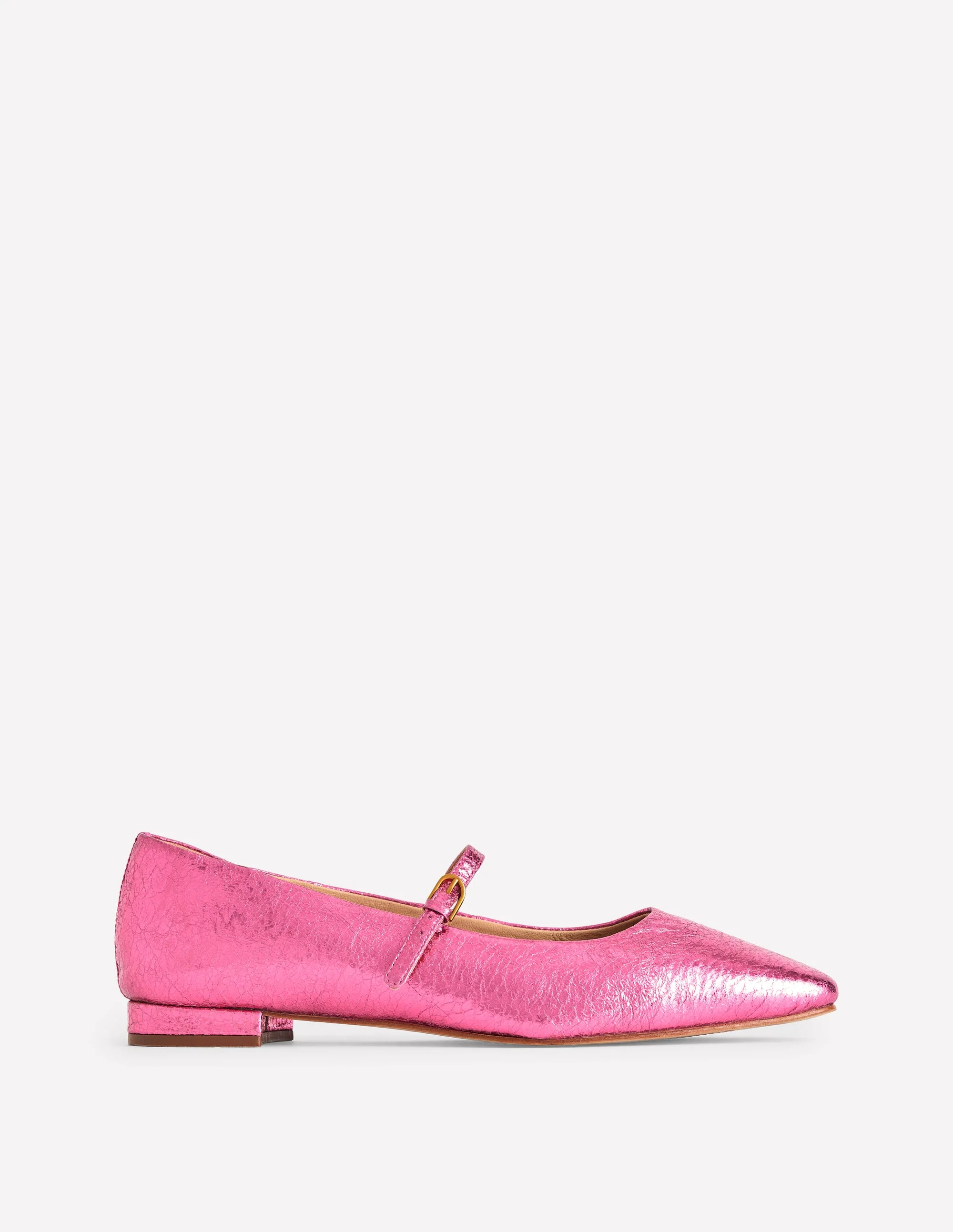 Penelope Mary Jane Flat-Pink Peacock Metallic Leather - Image 2