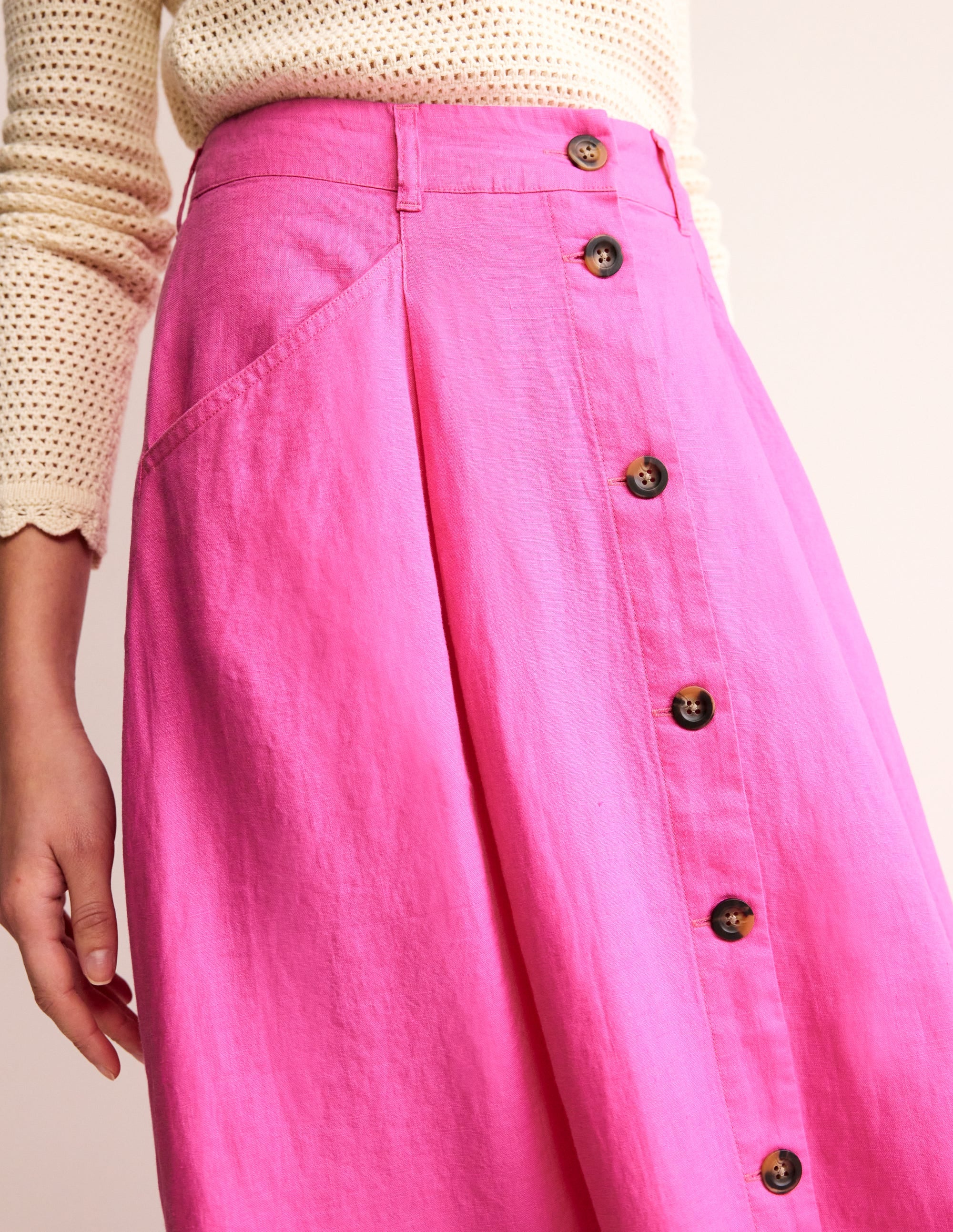 Petra Linen Midi Skirt-Pop Pansy - Image 2