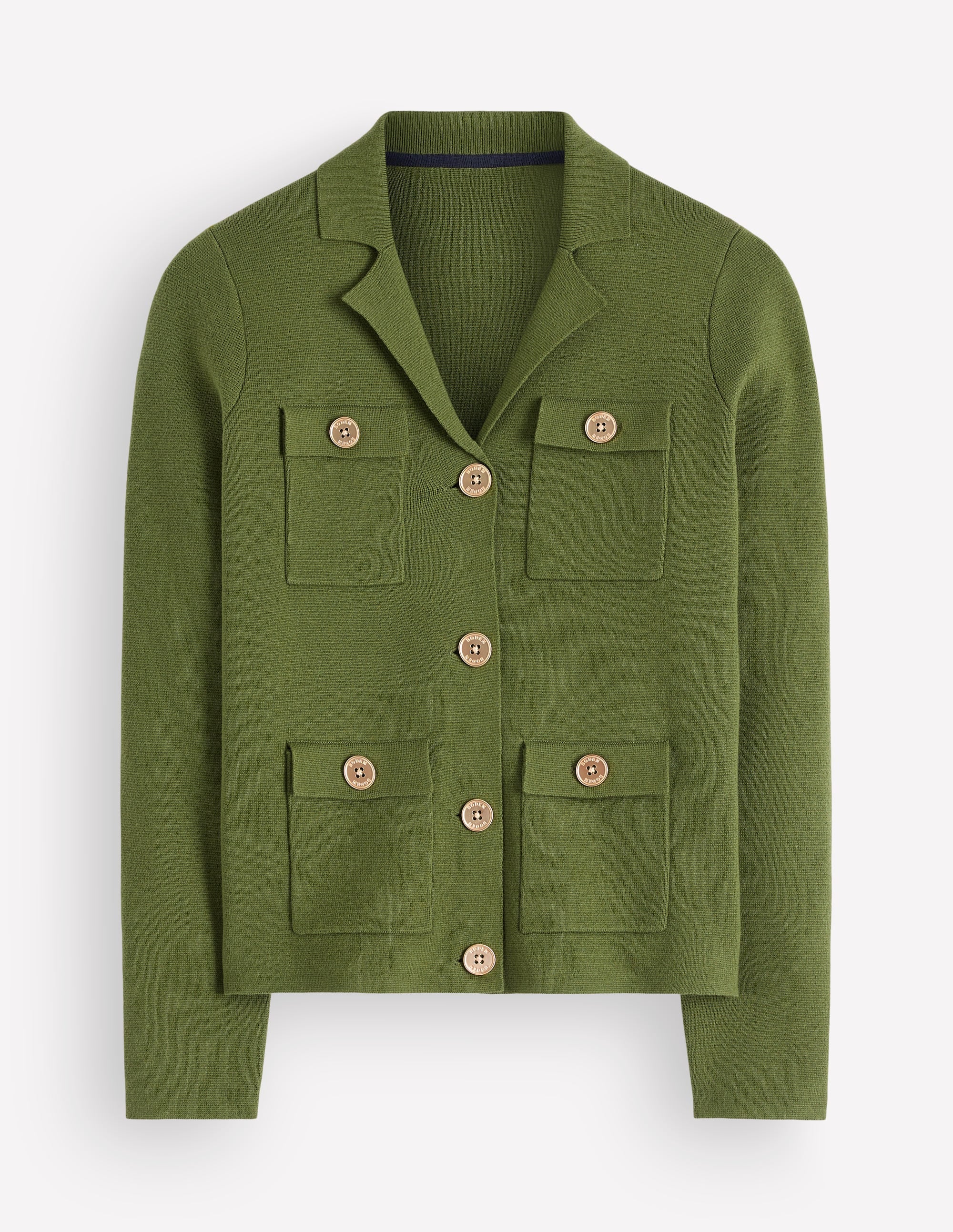 Phoebe Collared Knitted Jacket-Forest Green - Image 6