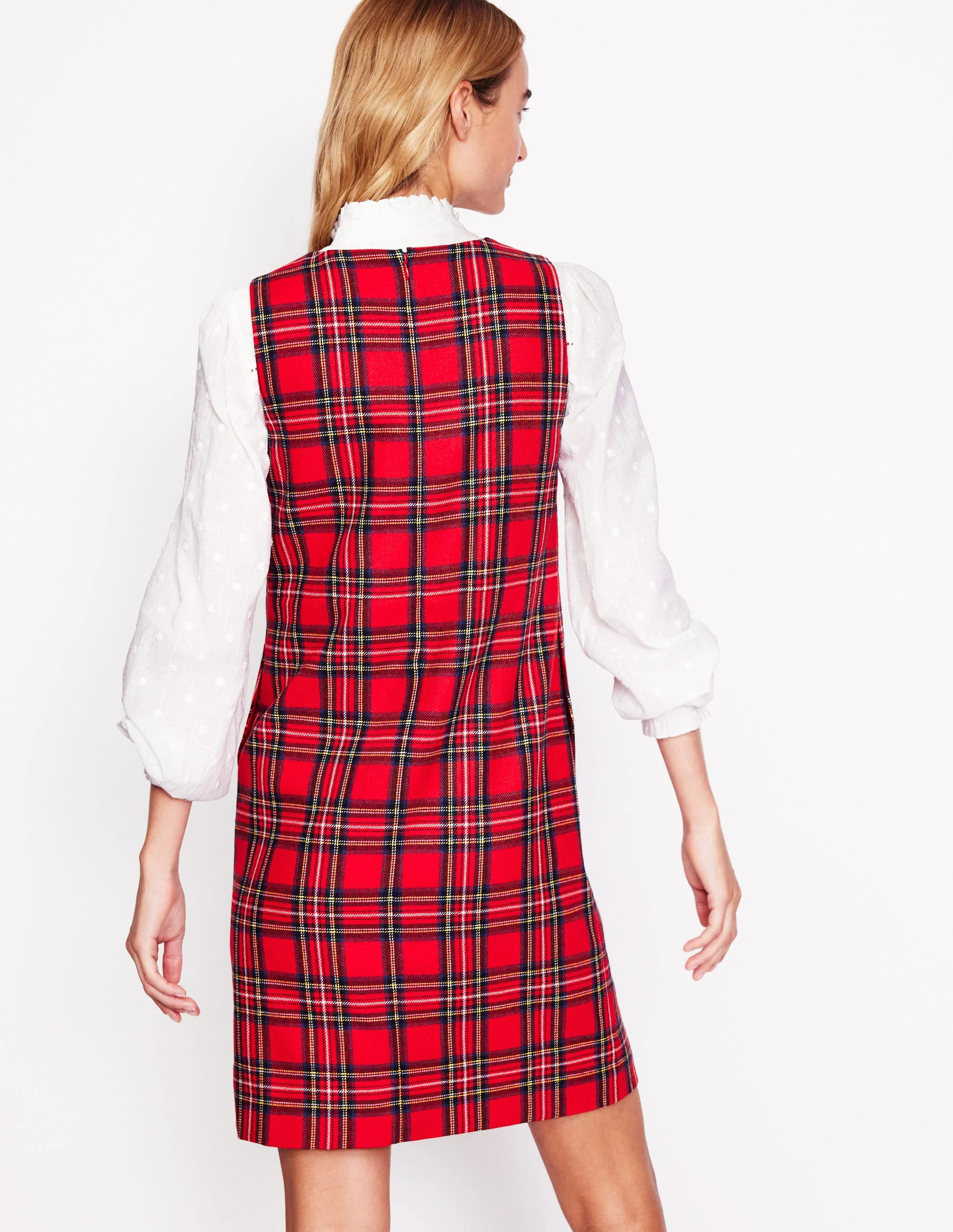 Pia Wool Shift Dress-Red and Blue Check - Image 4
