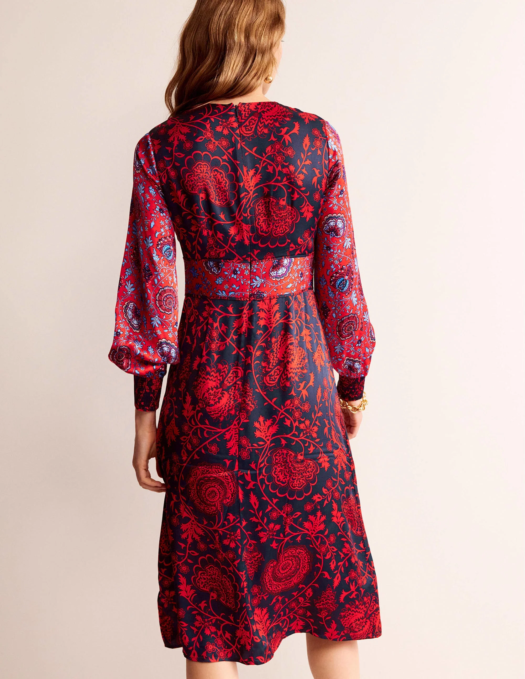 Pipe Detail Midi Dress-Navy, Gardenia - Image 3