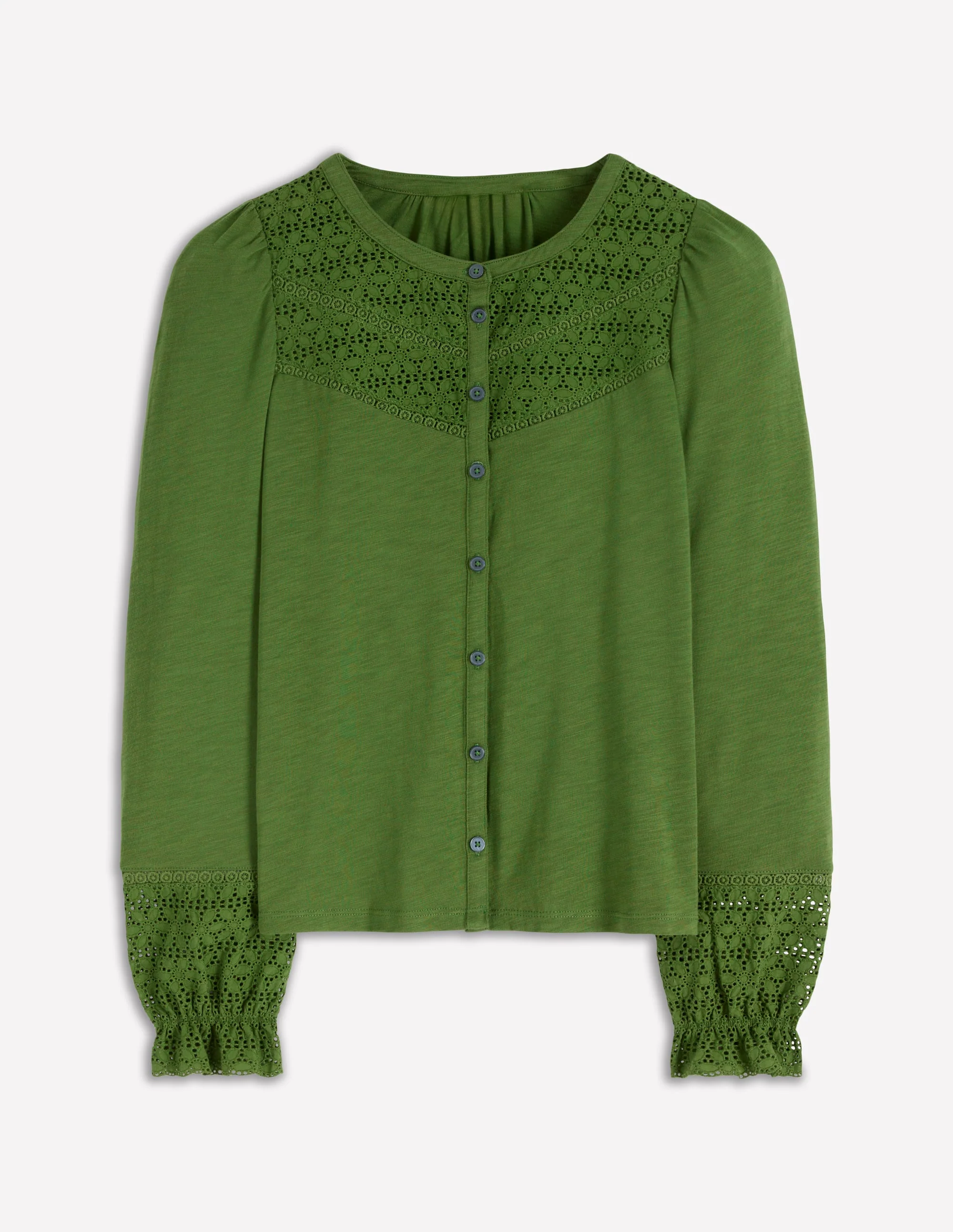 Pippa Broderie Jersey Shirt-Promenade Green - Image 5