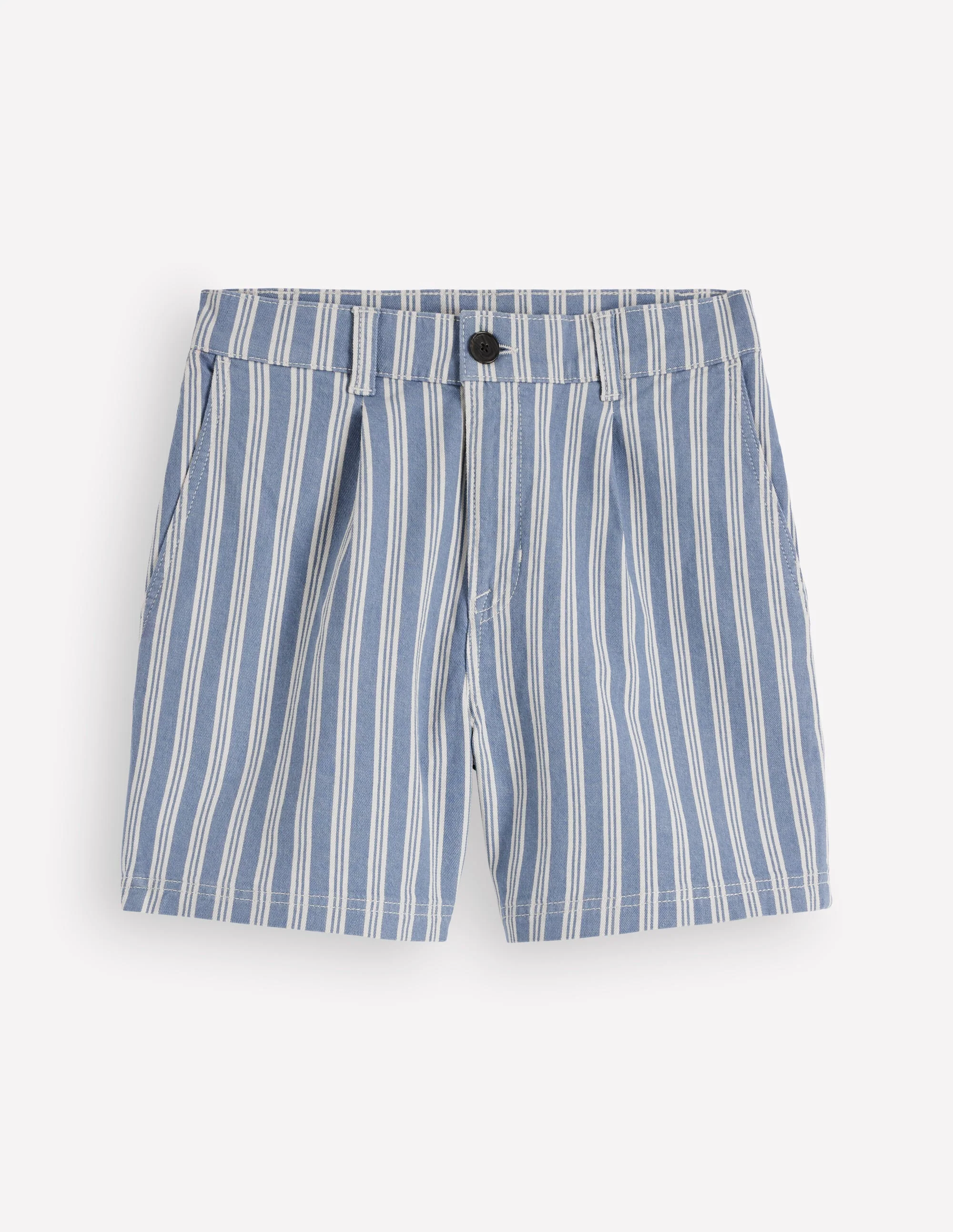 Pleat Front Denim Shorts-Stripe - Image 5