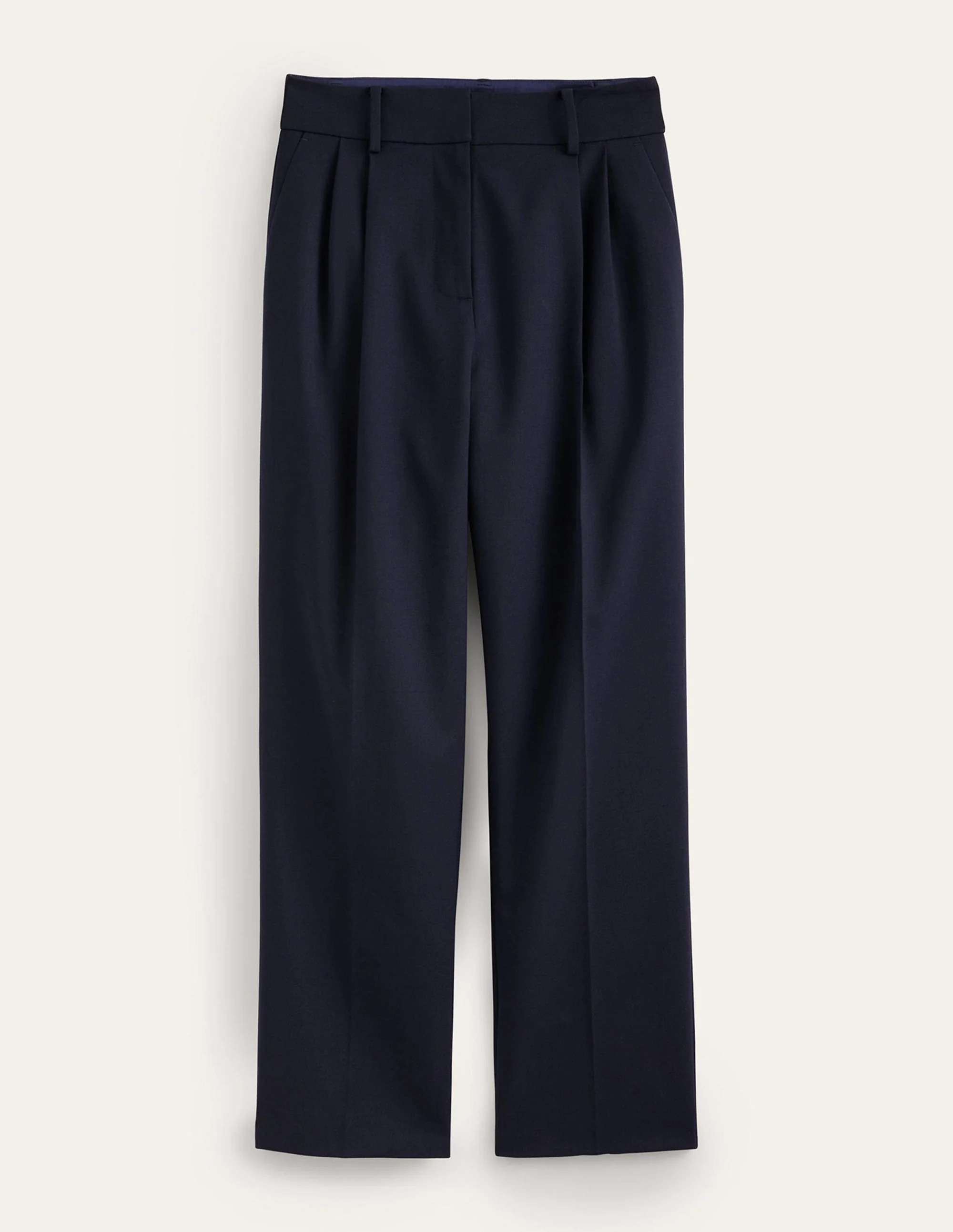 Pleat-Front Tapered Trousers-Navy - Image 6