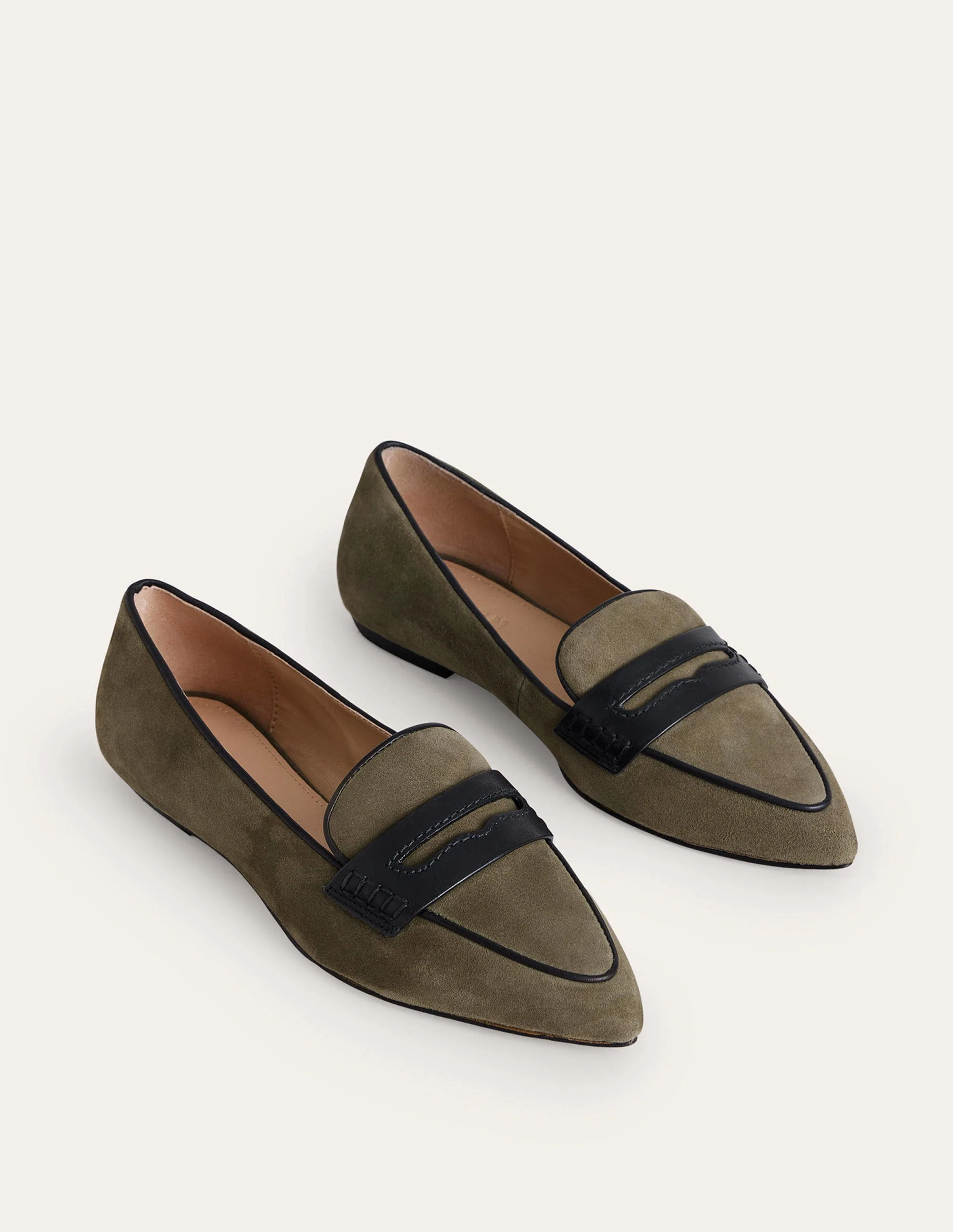 Pointed Loafers-Deep Olive Kid Suede - Image 4
