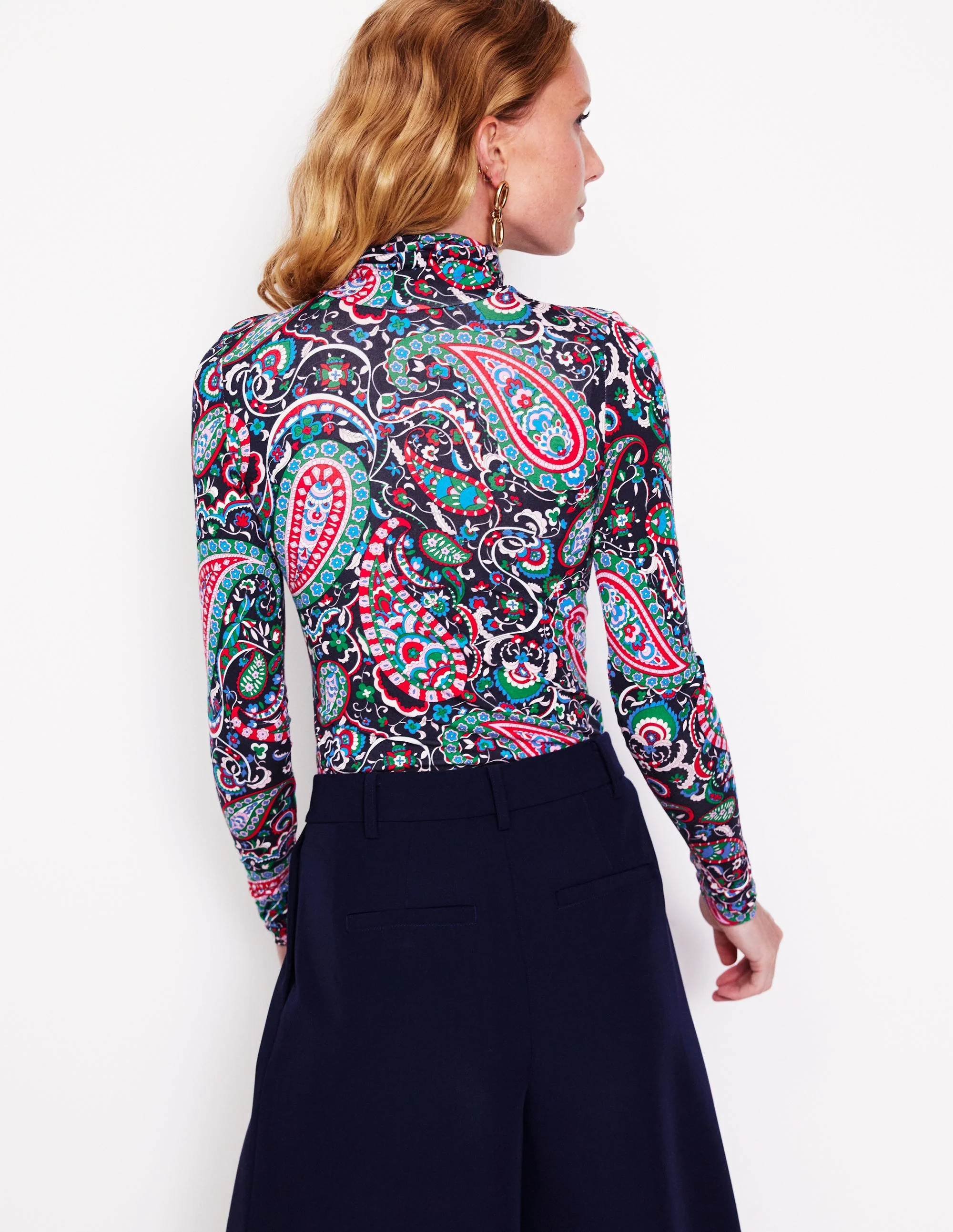Polly Jersey Top-Navy, Paisley Paradise - Image 3