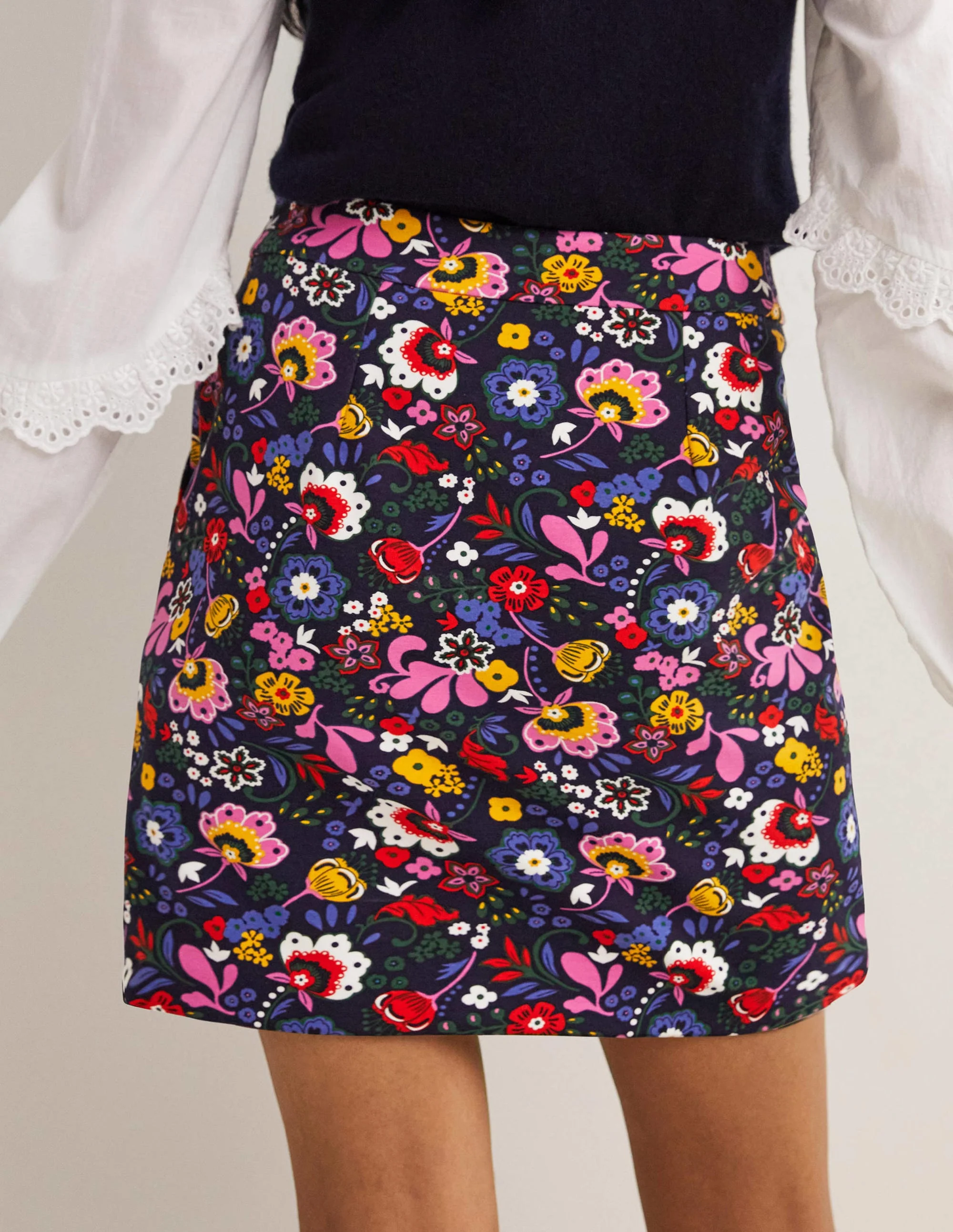 Ponte A-line Mini Skirt-Navy, Pretty Paradise - Image 3