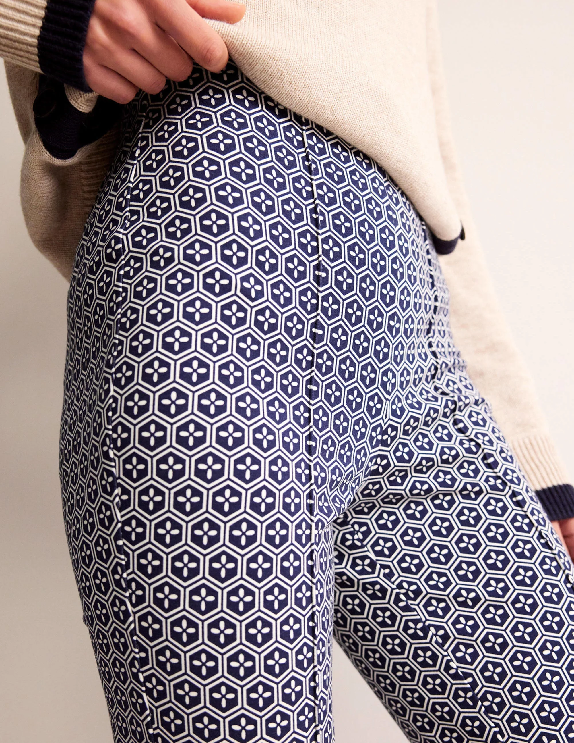 Ponte Pull on Kick Flare-French Navy Geo - Image 2