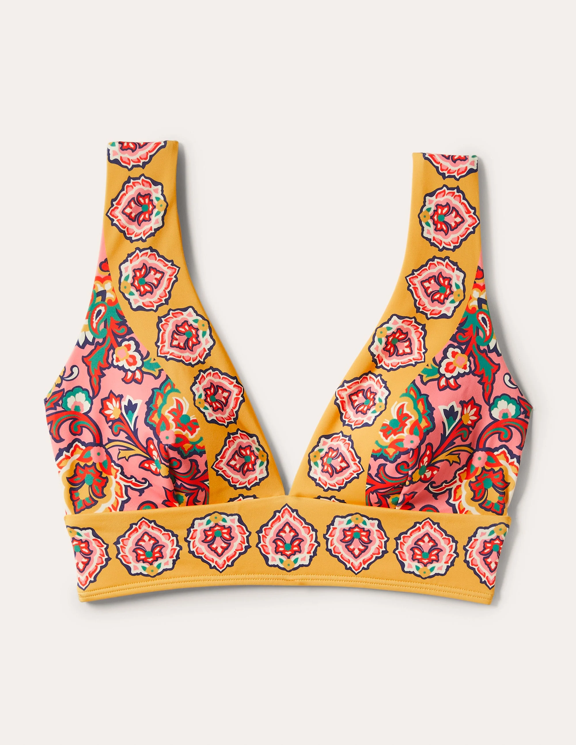 Porto V-neck Bikini Top-Azalea, Decorative Blooms - Image 6