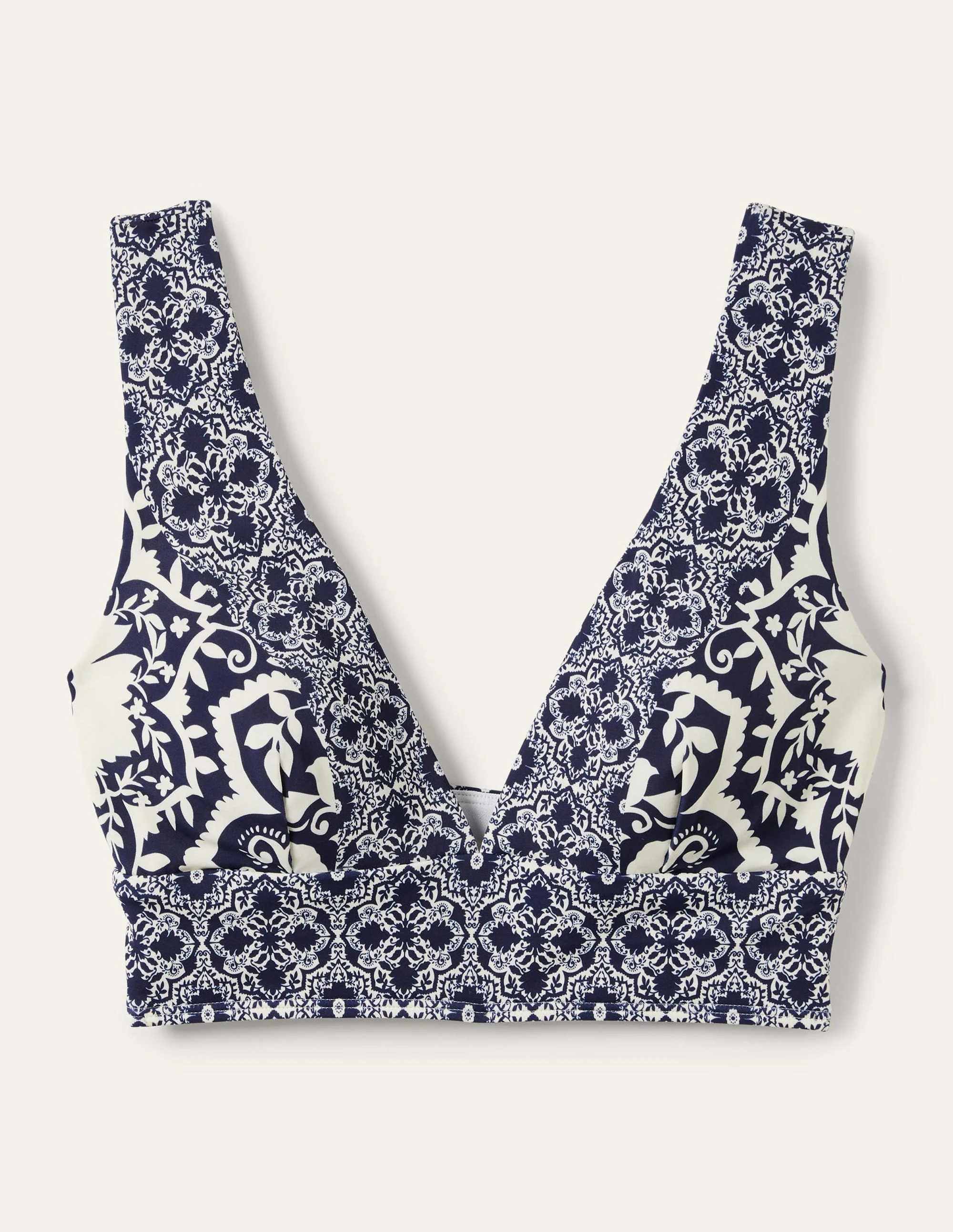 Porto V-neck Bikini Top-French Navy, Bloomsbury Mono - Image 9