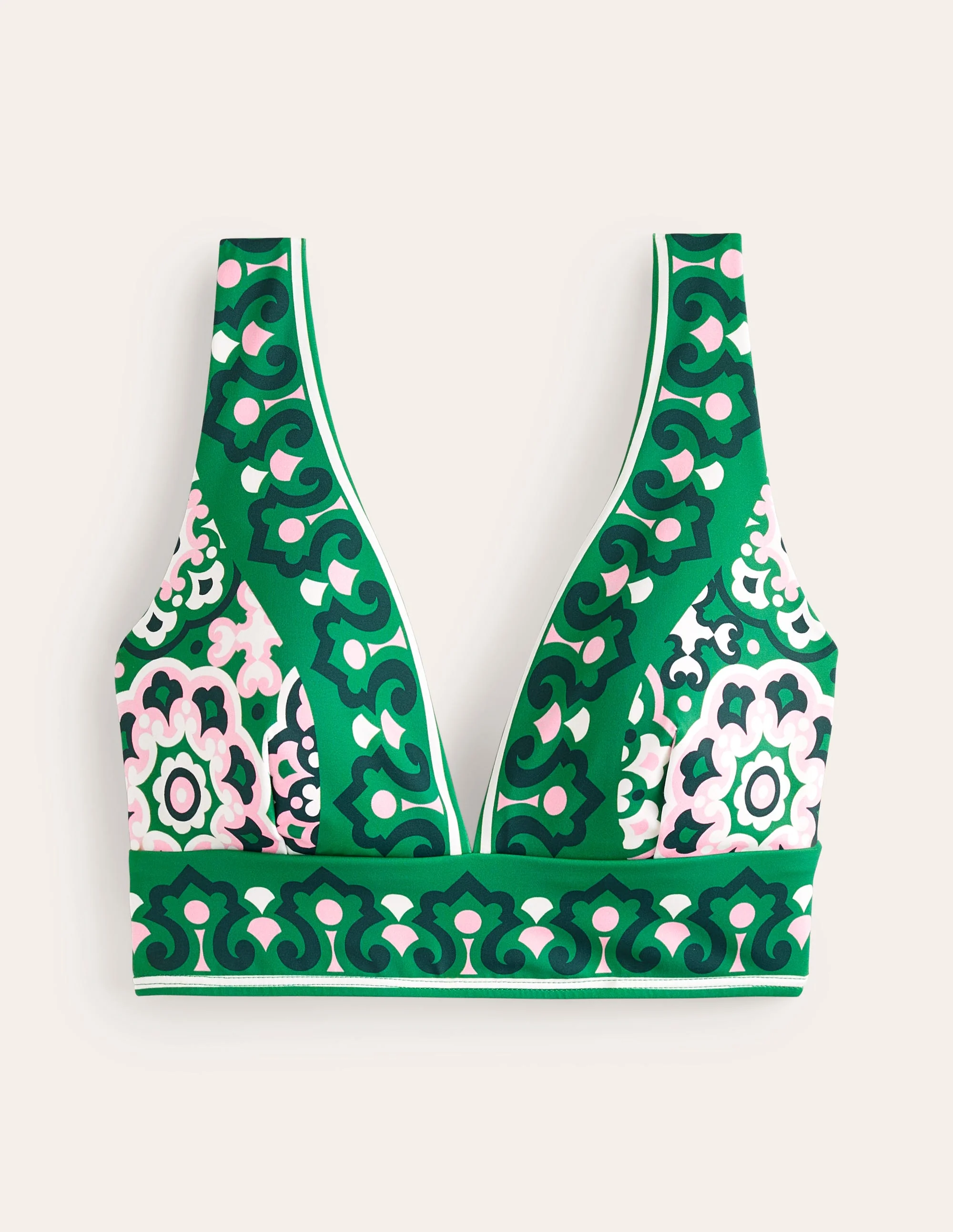 Porto V-neck Bikini Top-Green, Artisian Geo - Image 5