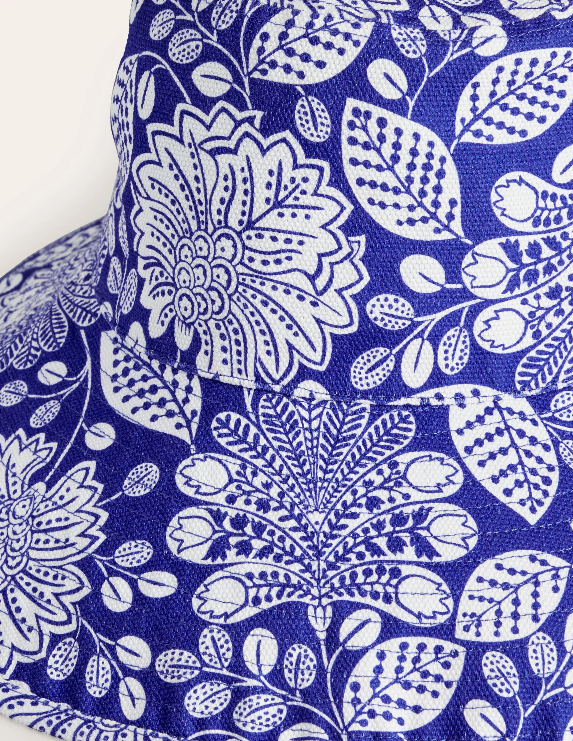 Printed Canvas Bucket Hat-Bright Blue, Gardenia Swirl - Image 3