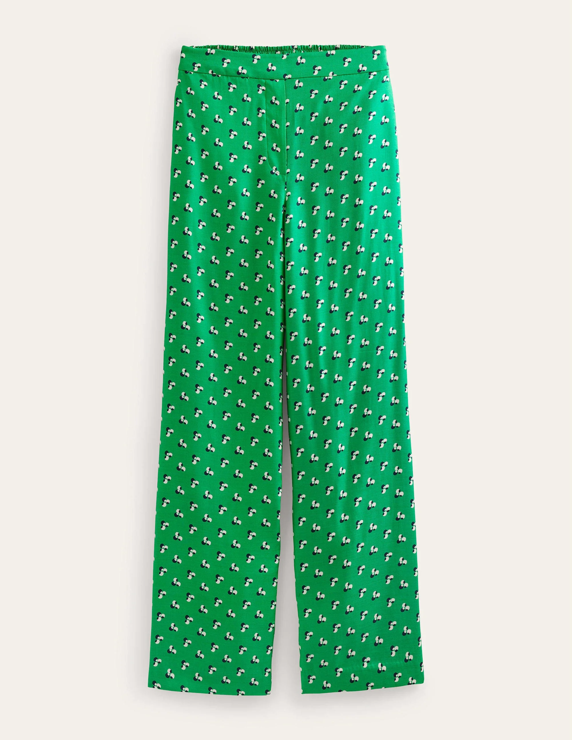 Printed Pull-On Trousers-Meadow Green, Falling Dot - Image 6