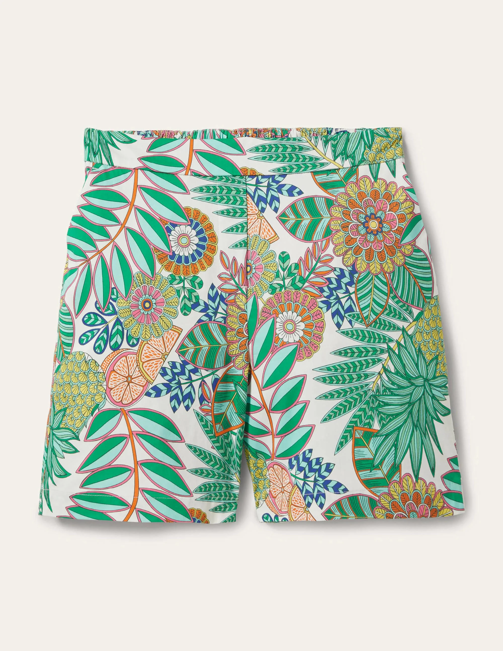 Pull On Shorts-Ivory, Pineapple Bloom - Image 5