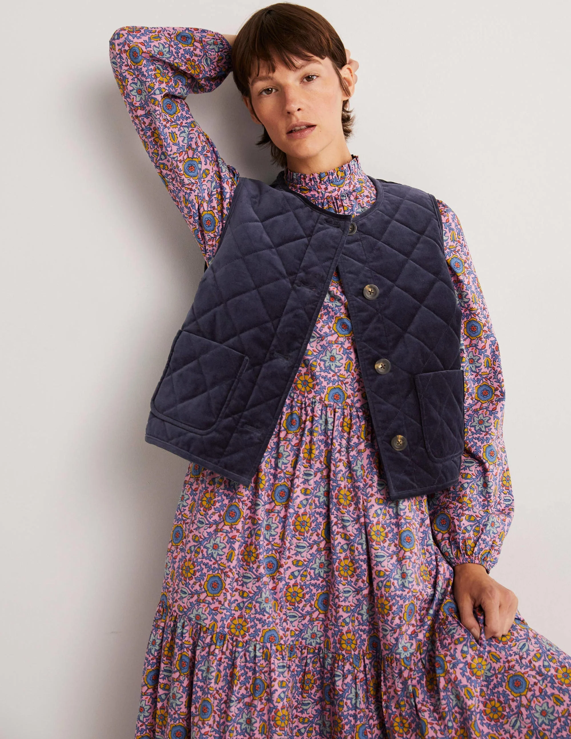 Quilted Vest-Navy