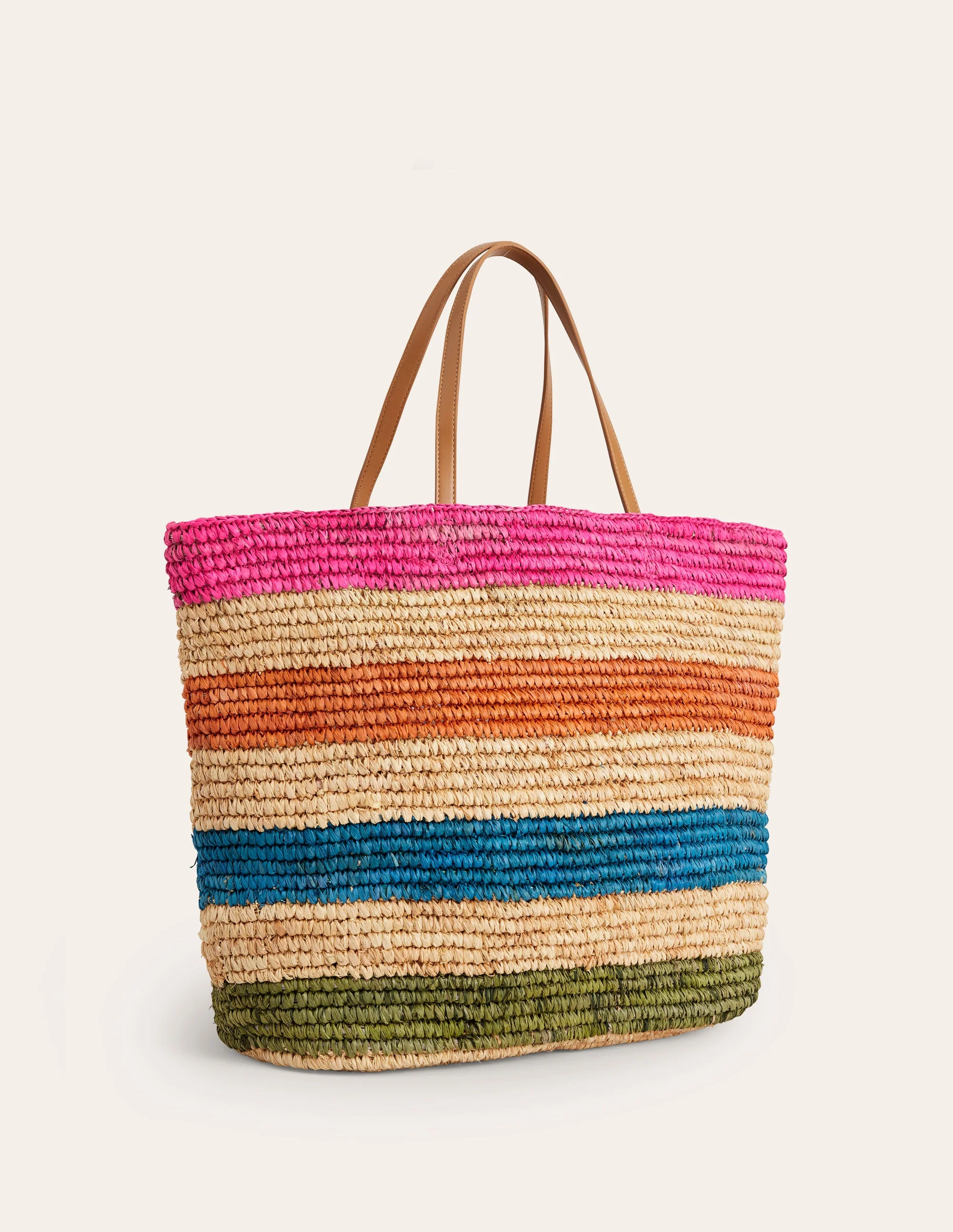 Raffia Tote Bag-Multi Stripe - Image 4