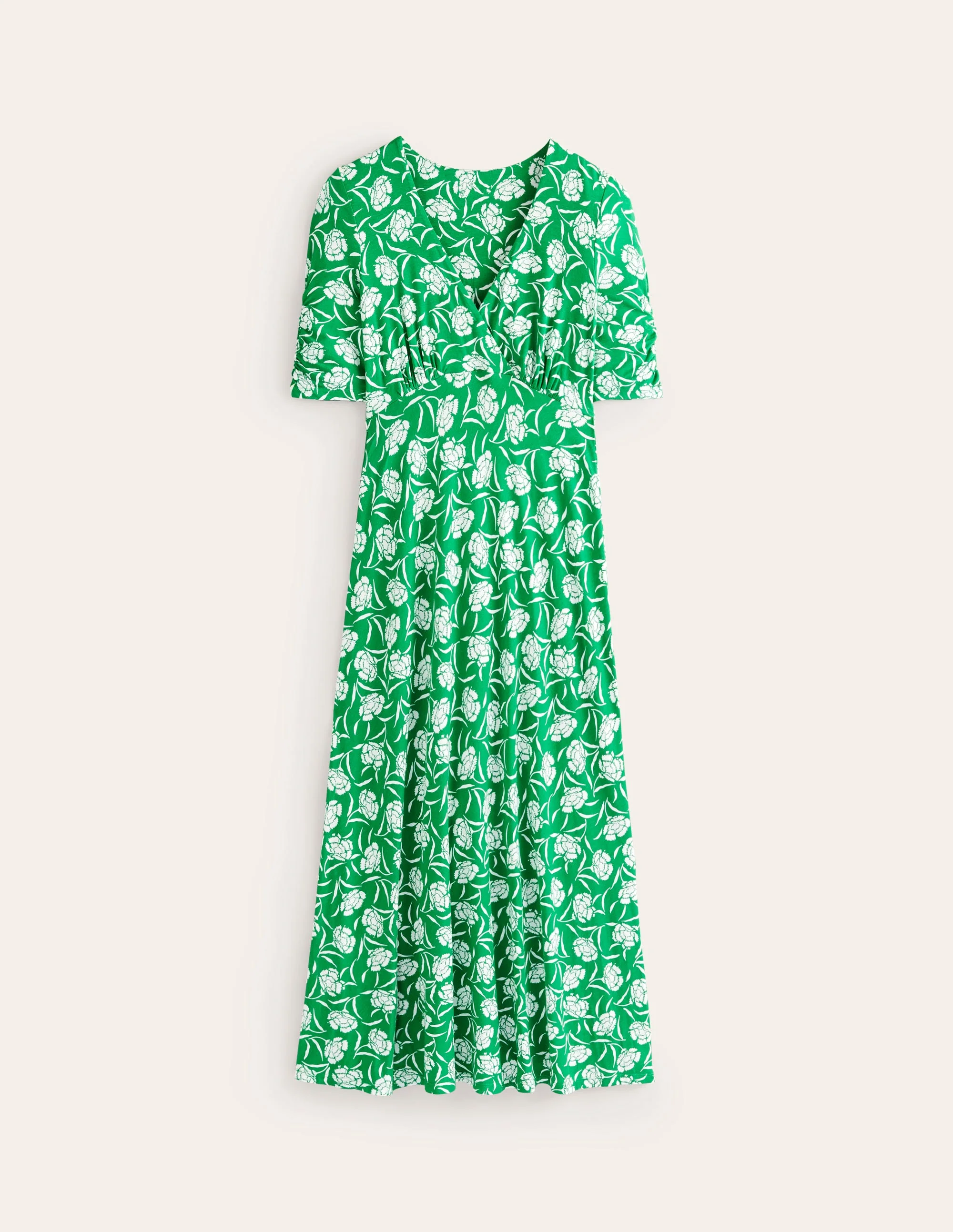 Rebecca Jersey Midi Tea Dress-Green Tambourine, Peony Sprig - Image 5