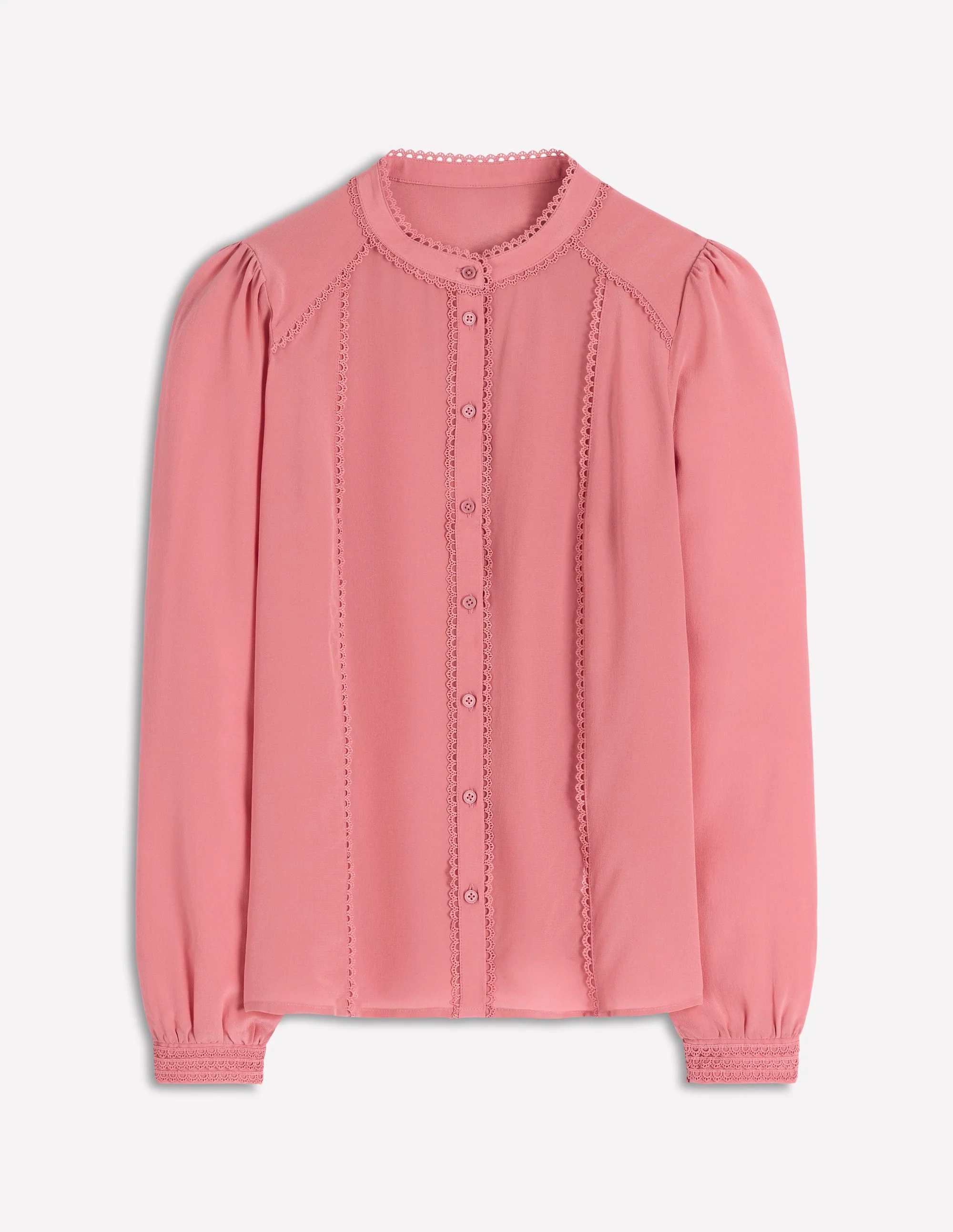 Rhea Trim Detail Silk Top-Vintage Rose - Image 5